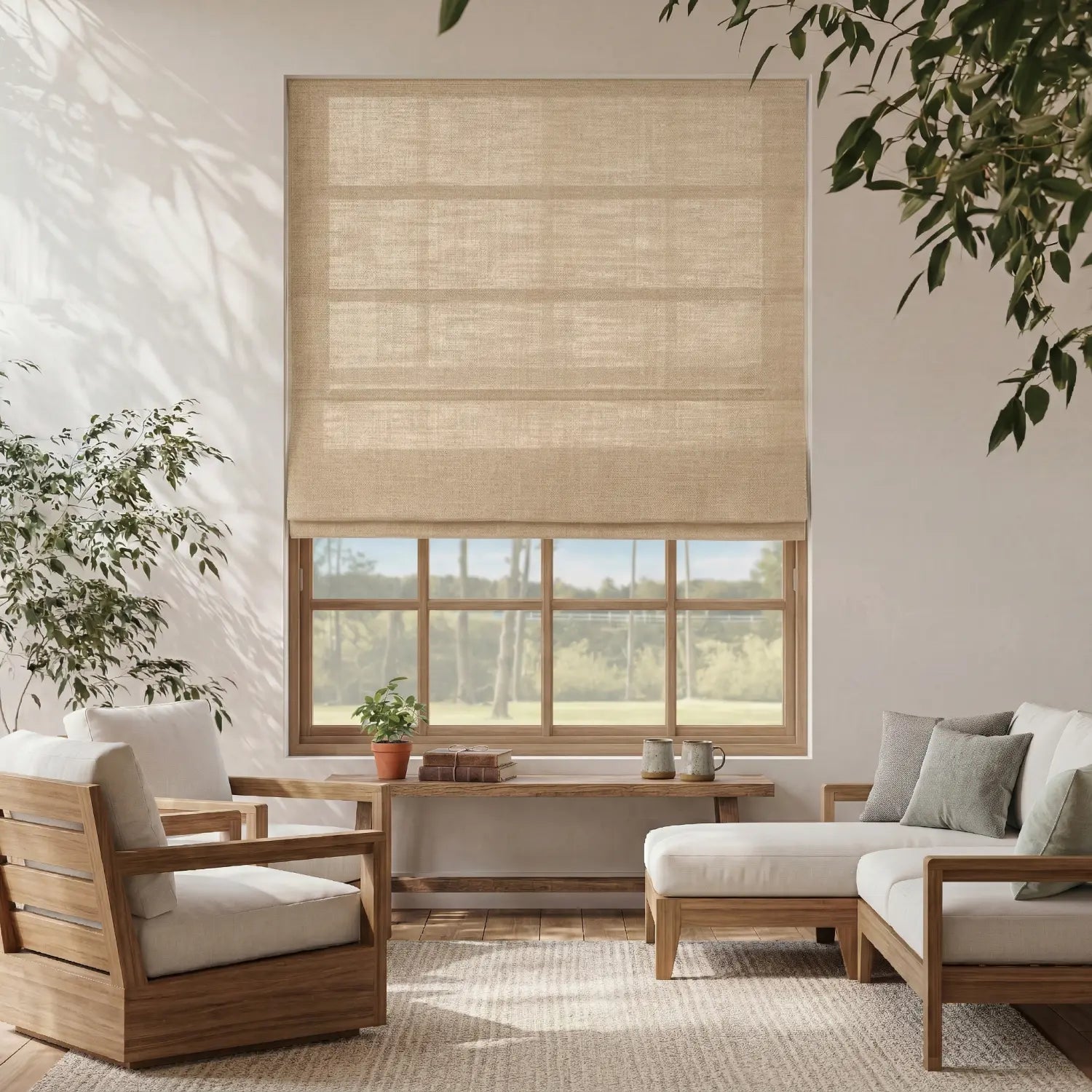 Costom Roman Shades Camel Tan W1234-5