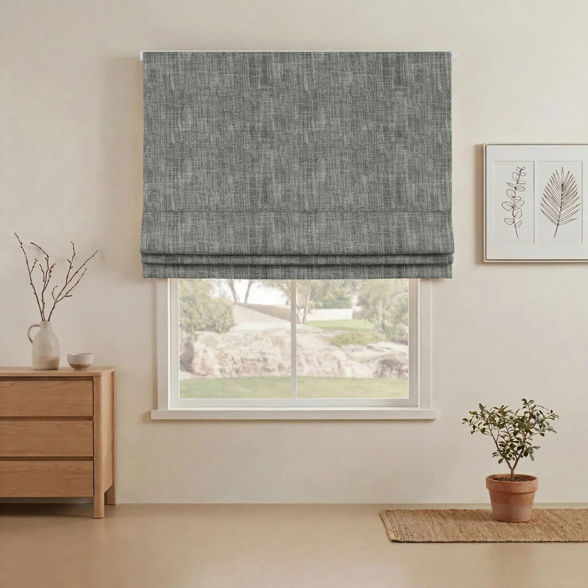 Grovefall Blackout Roman Shades | Bamboo Texture | Custom Made