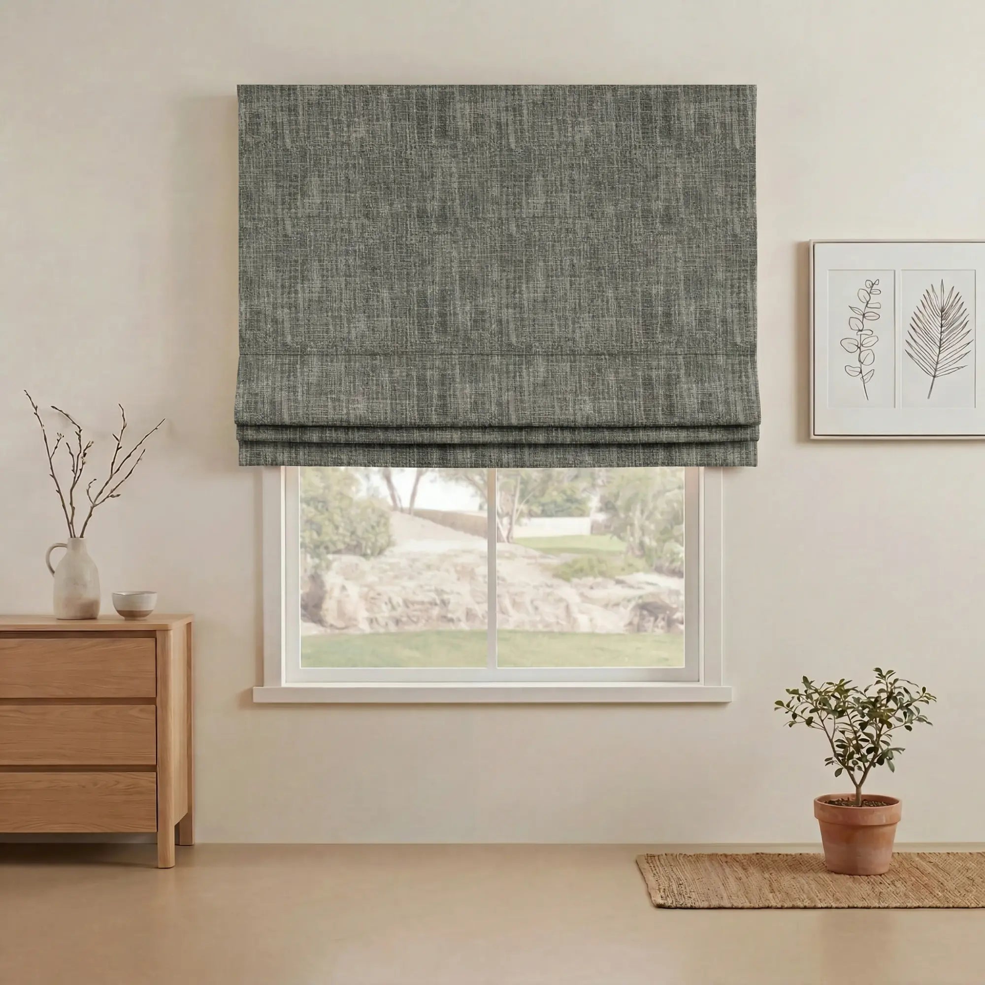 Grovefall Blackout Roman Shades | Bamboo Texture | Custom Made