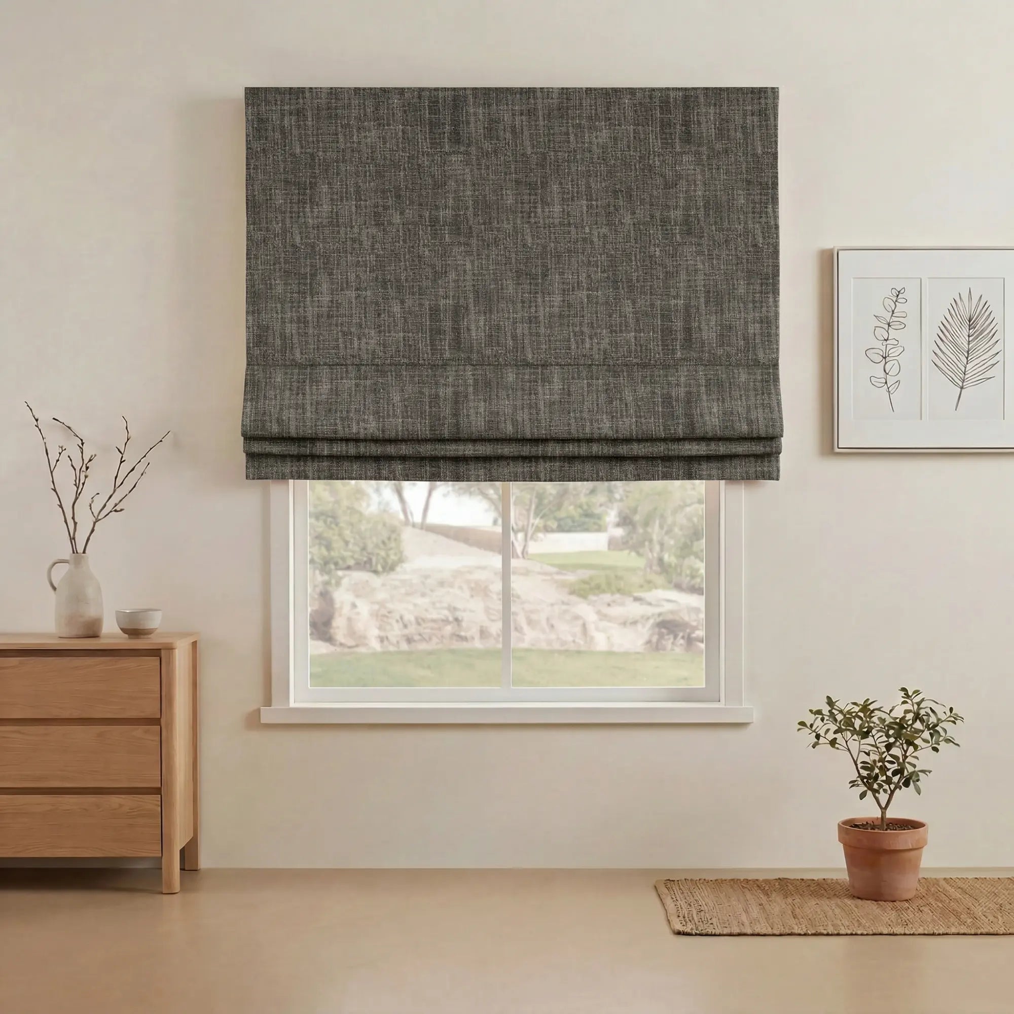Grovefall Blackout Roman Shades | Bamboo Texture | Custom Made