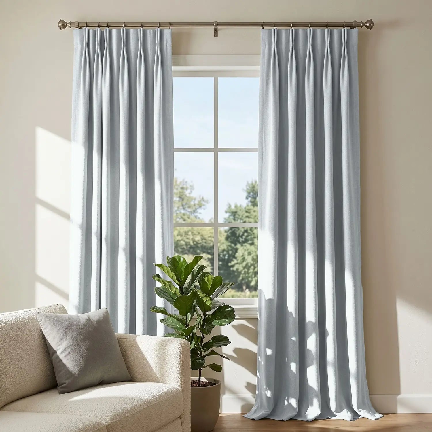 Custom Blackout Curtain - Pearl Grey in room
