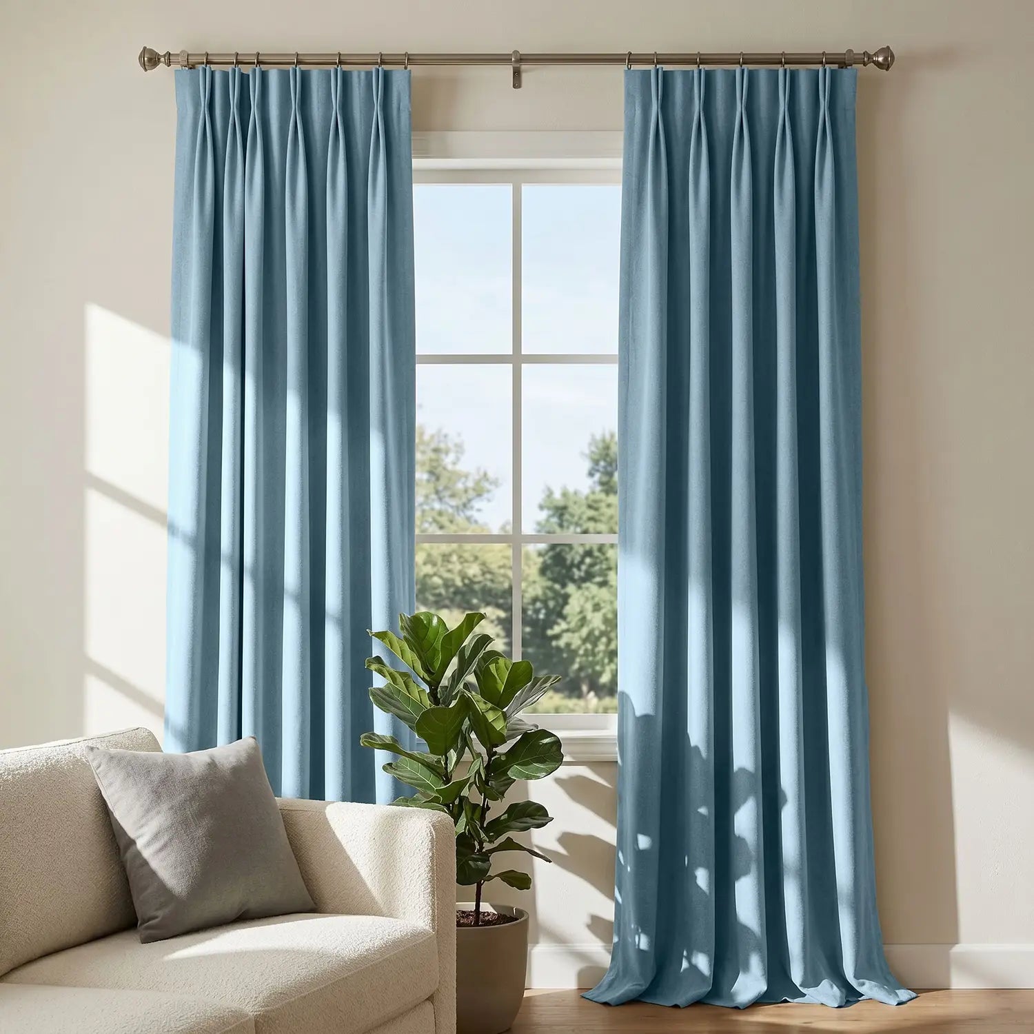 Custom Blackout Curtain - Dusty Blue in room