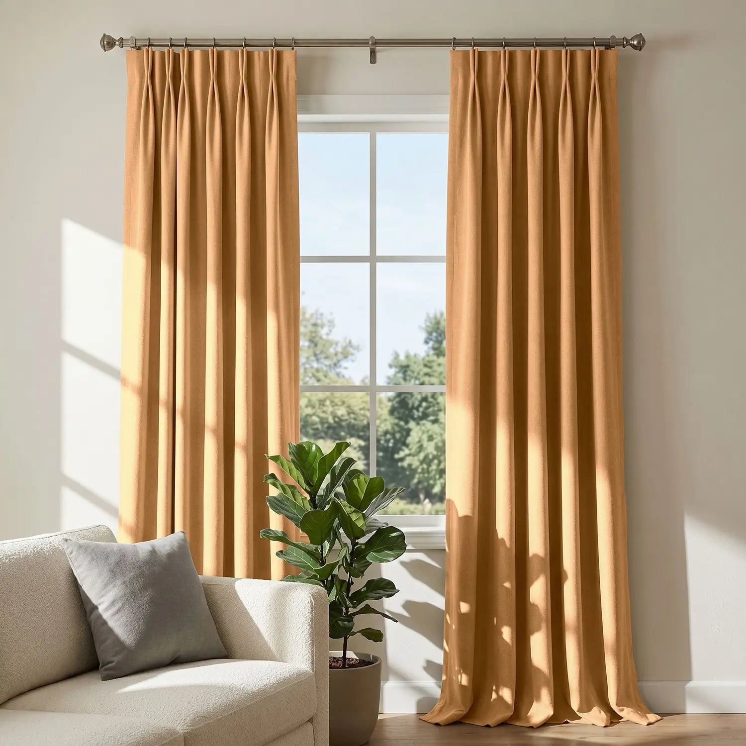 Custom Blackout Curtain - Clay Orange in room