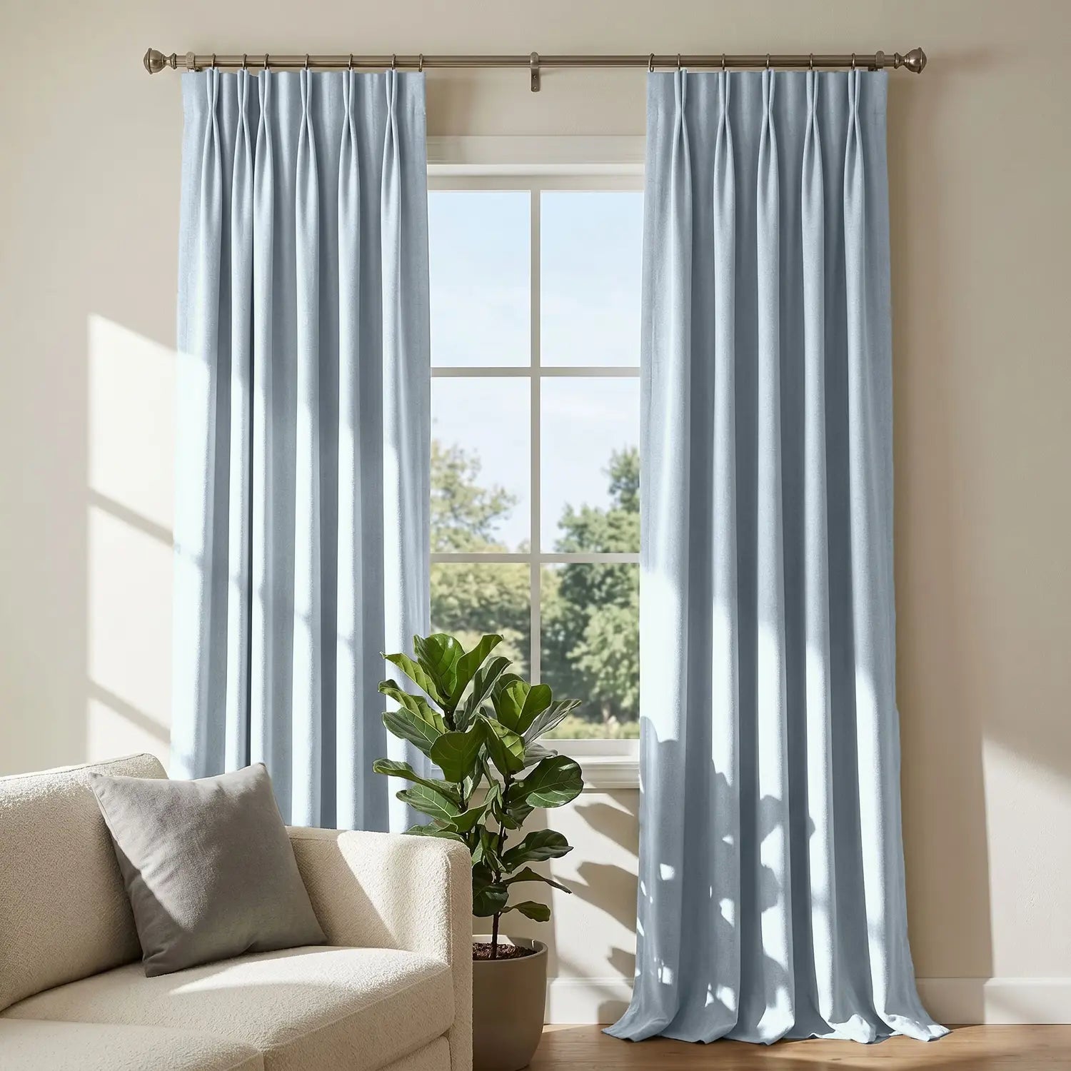 Custom Blackout Curtain - Powder Blue in room