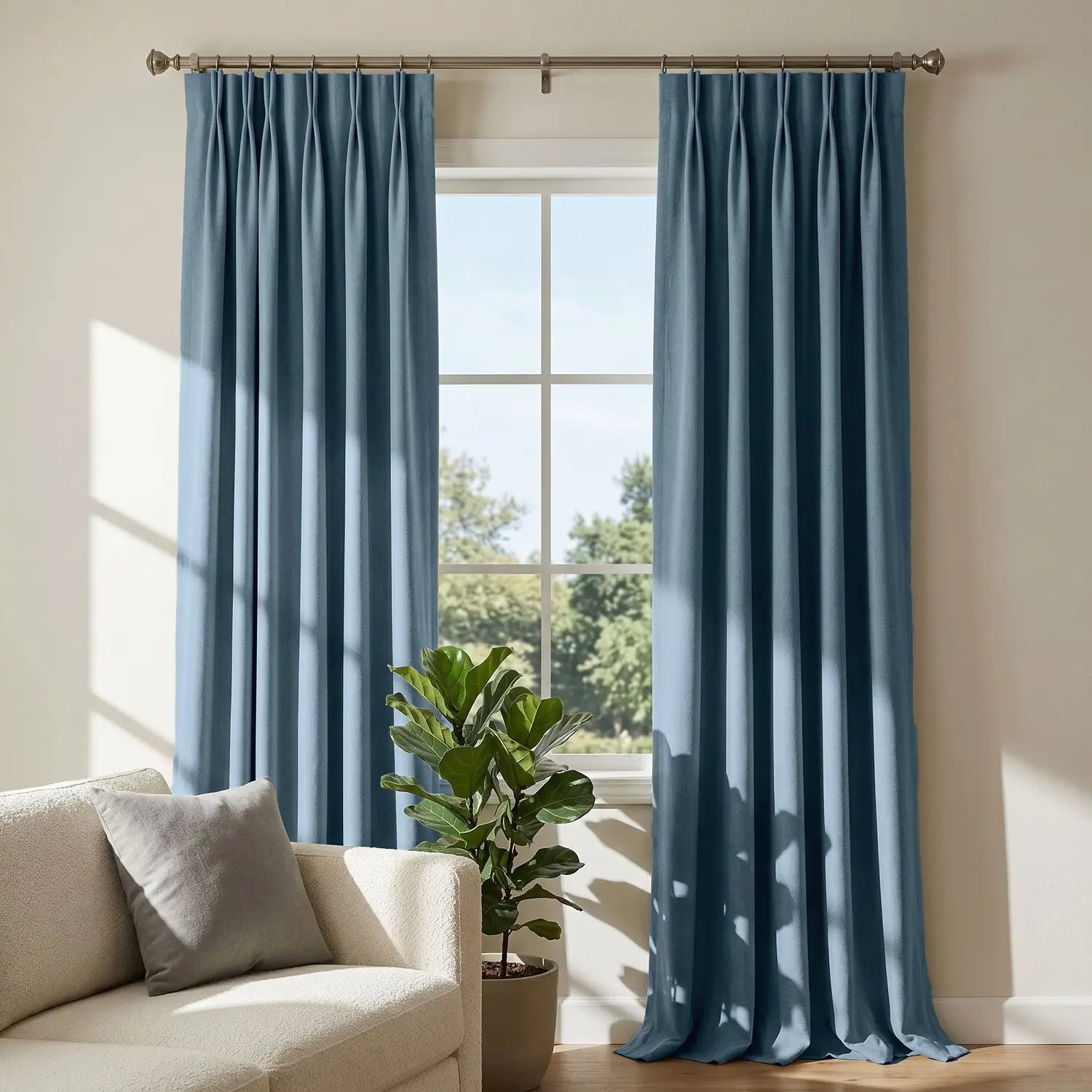 Custom Blackout Curtain - Cornflower Blue in room