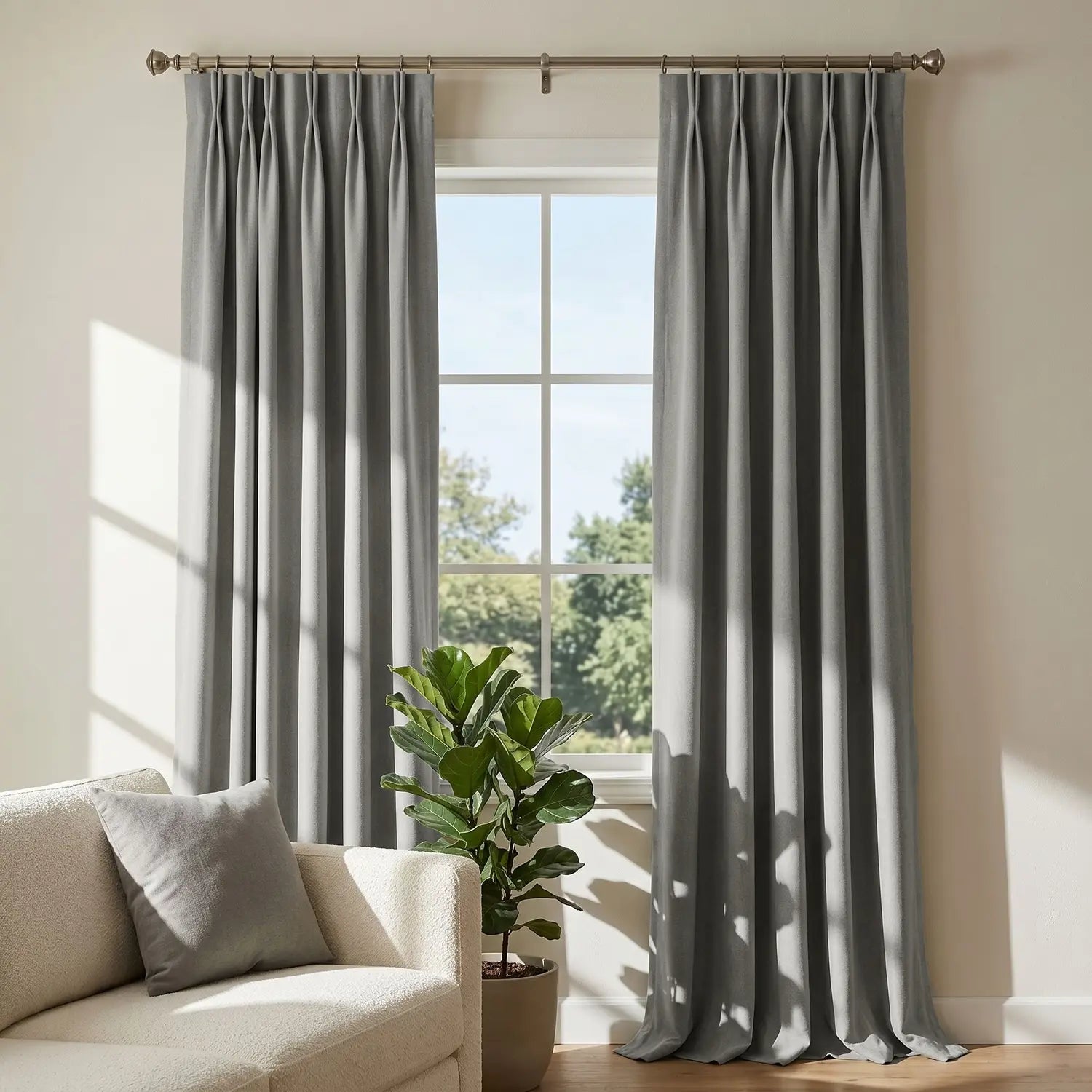 Custom Blackout Curtain - Greige in room