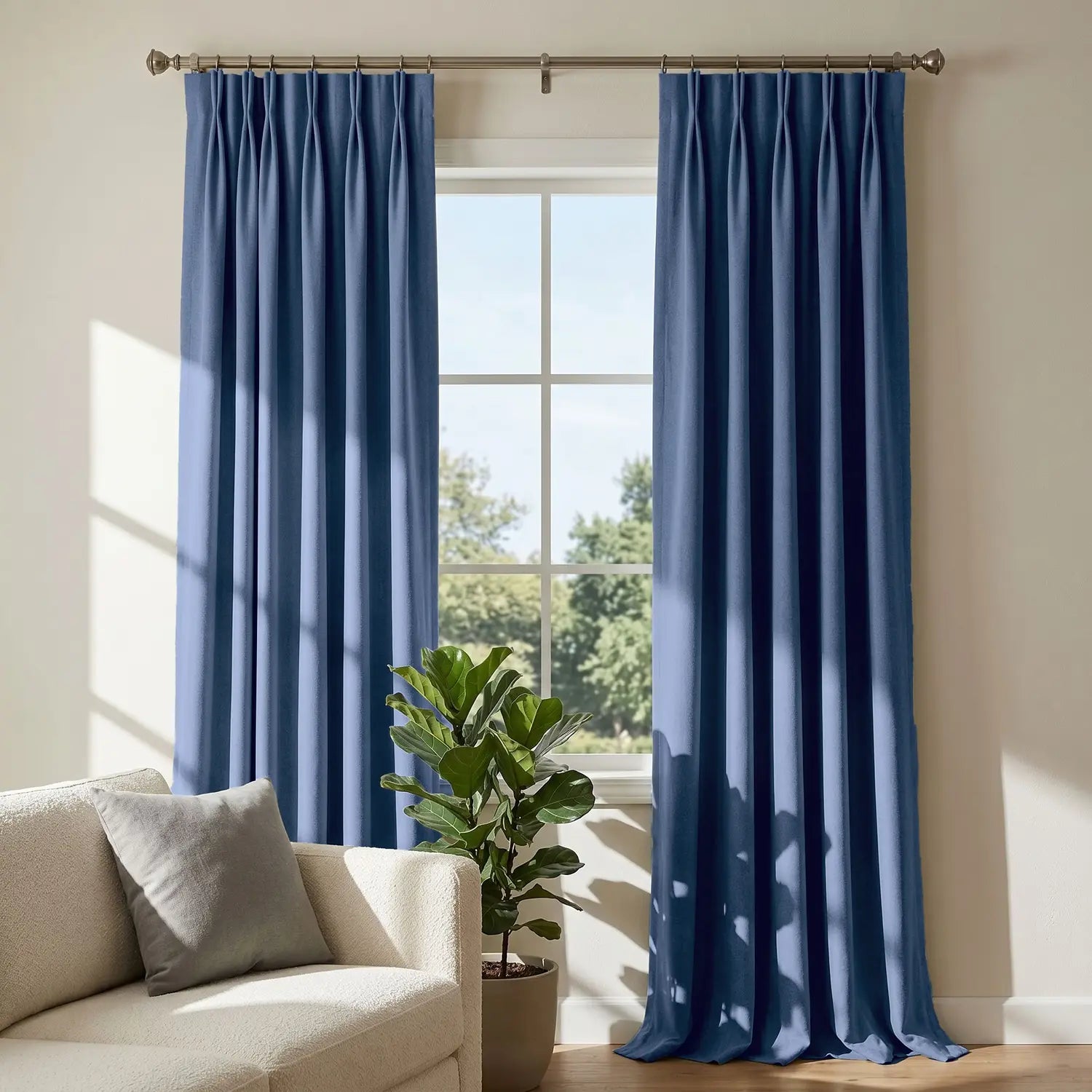 Custom Blackout Curtain - Denim Blue in room