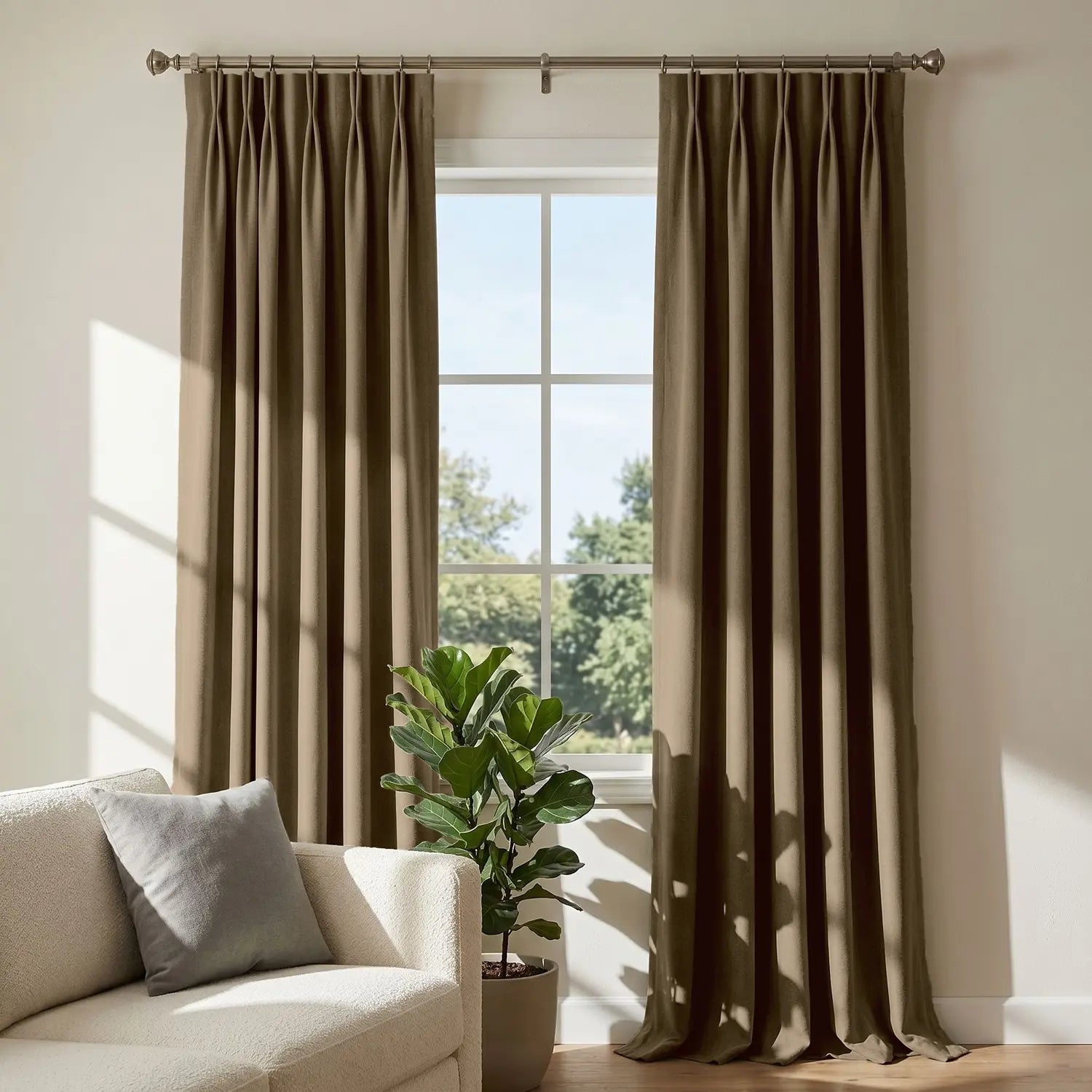 Custom Blackout Curtain - Mocha Brown in room