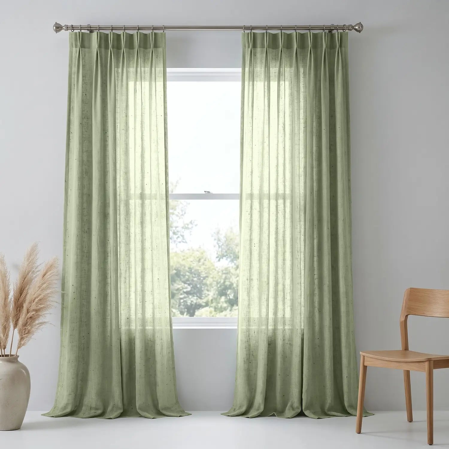 Custom Blackout Curtain - Pale Sage in room