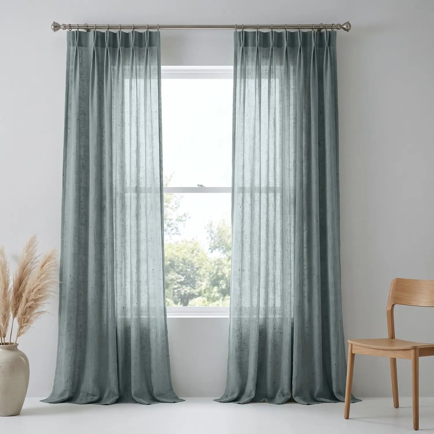 Custom Blackout Curtain - Mist Grey in room