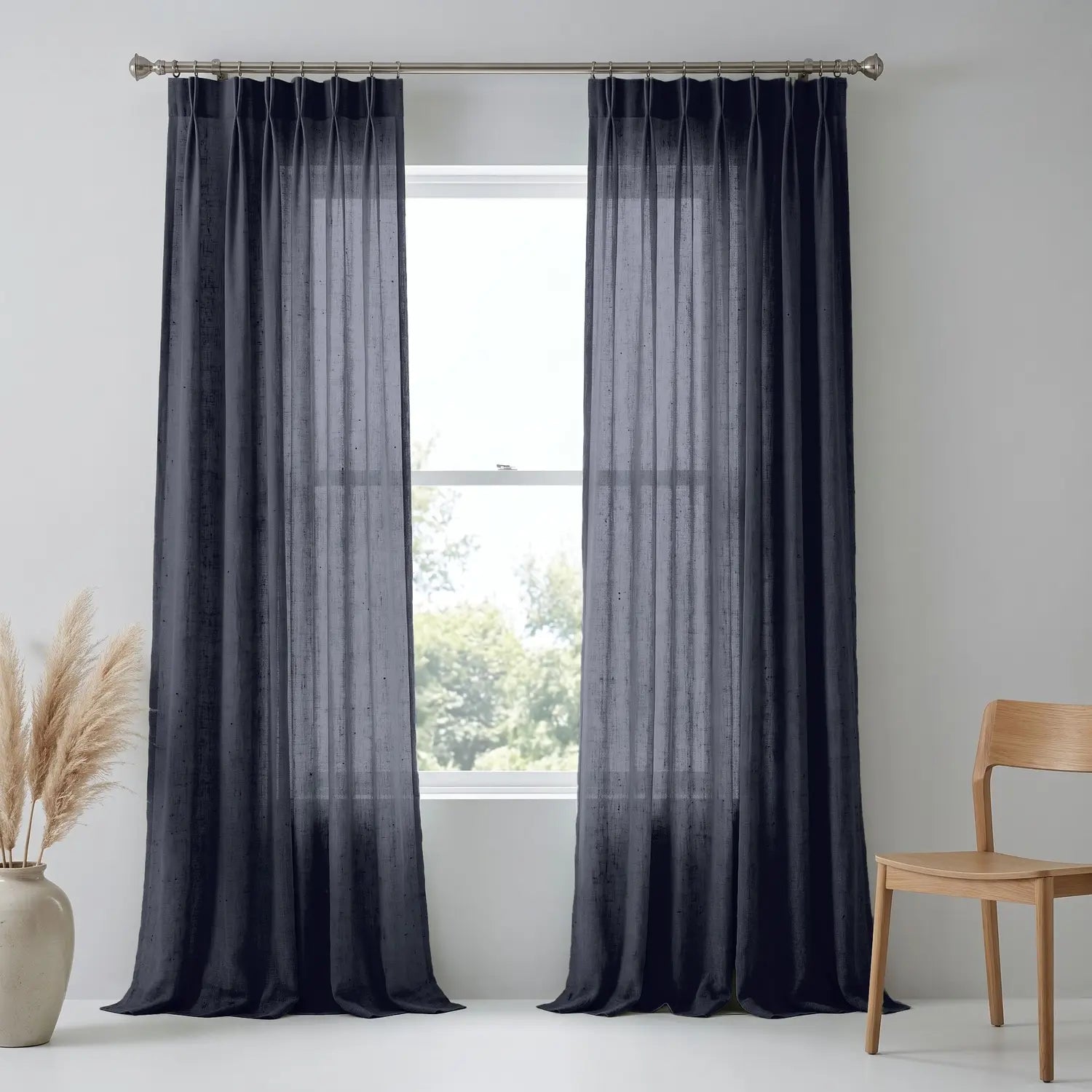 Custom Blackout Curtain - Pewter Grey in room