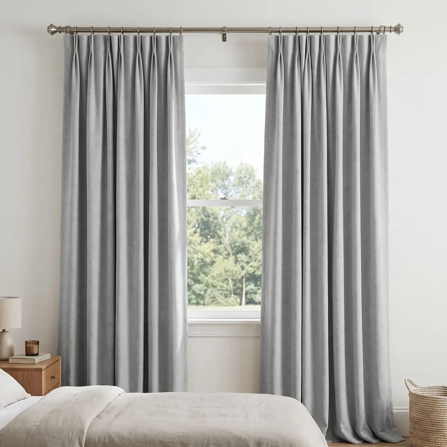 Custom Blackout Curtain - Silver Grey in room