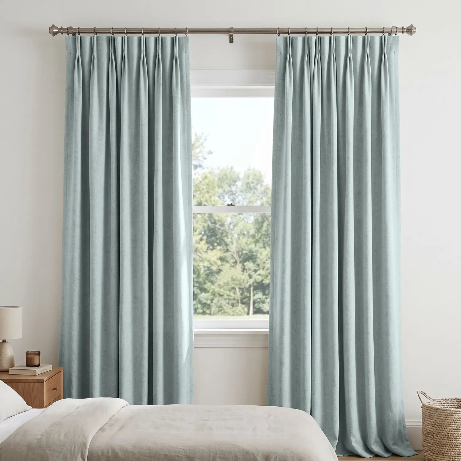 Custom Blackout Curtain - Pearl Grey in room