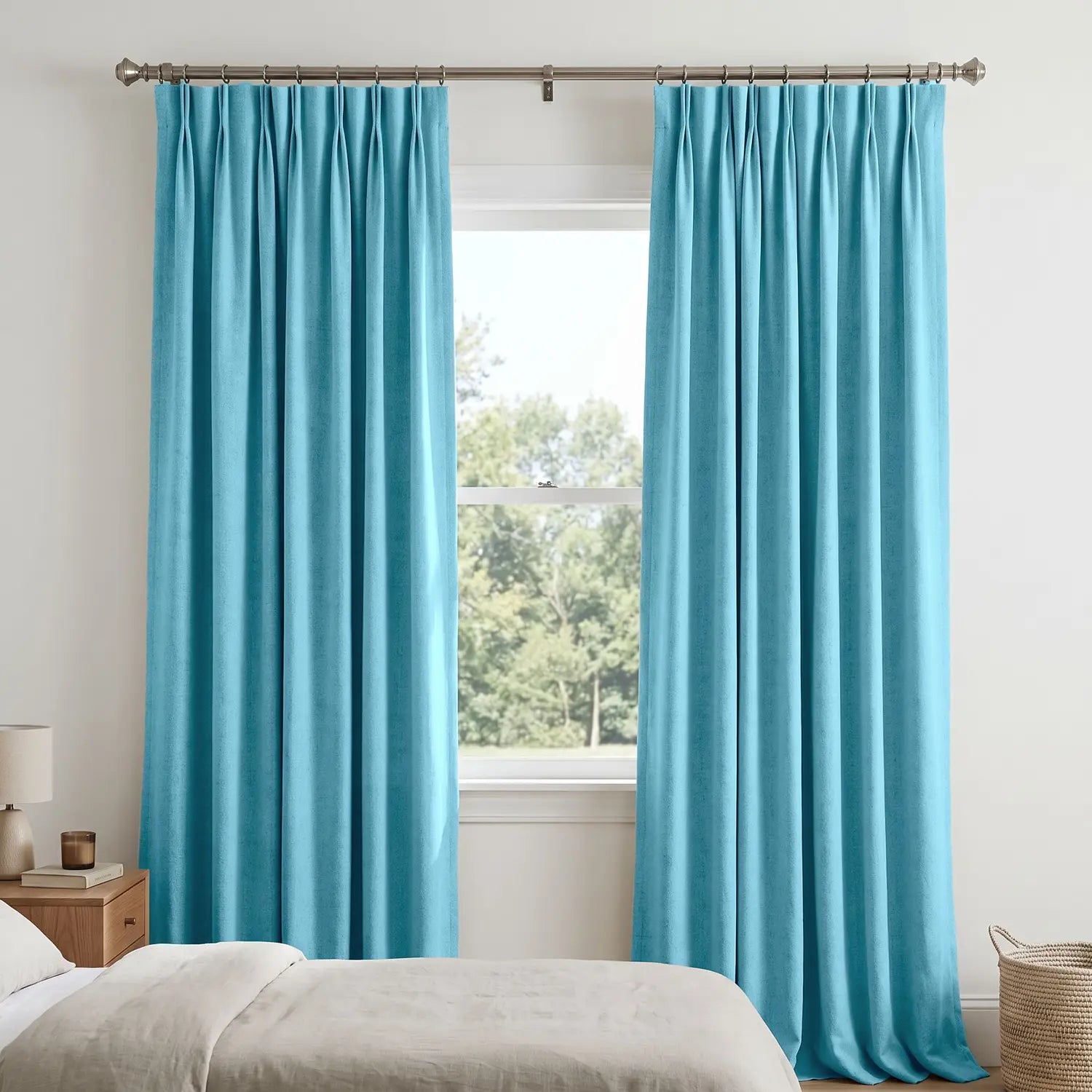 Custom Blackout Curtain - Mist Teal in room