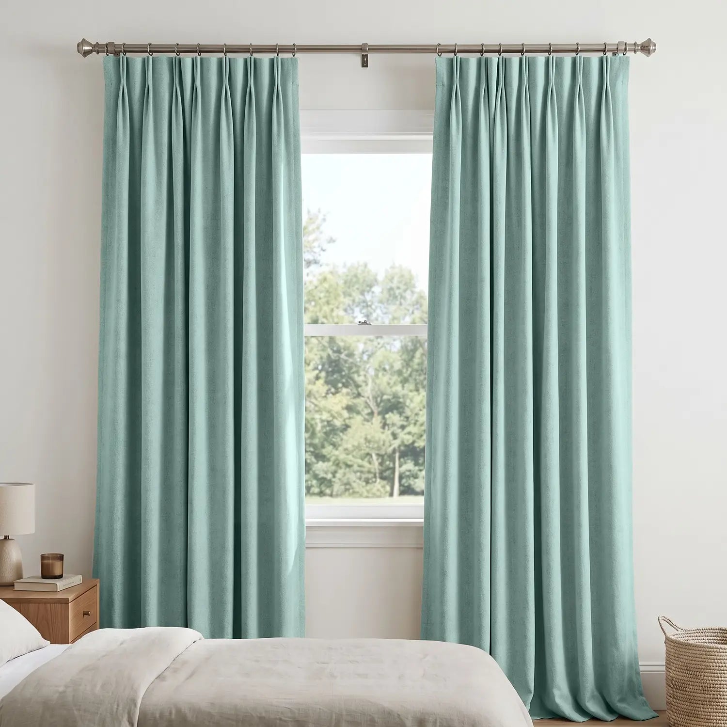 Custom Blackout Curtain - Sea Glass in room