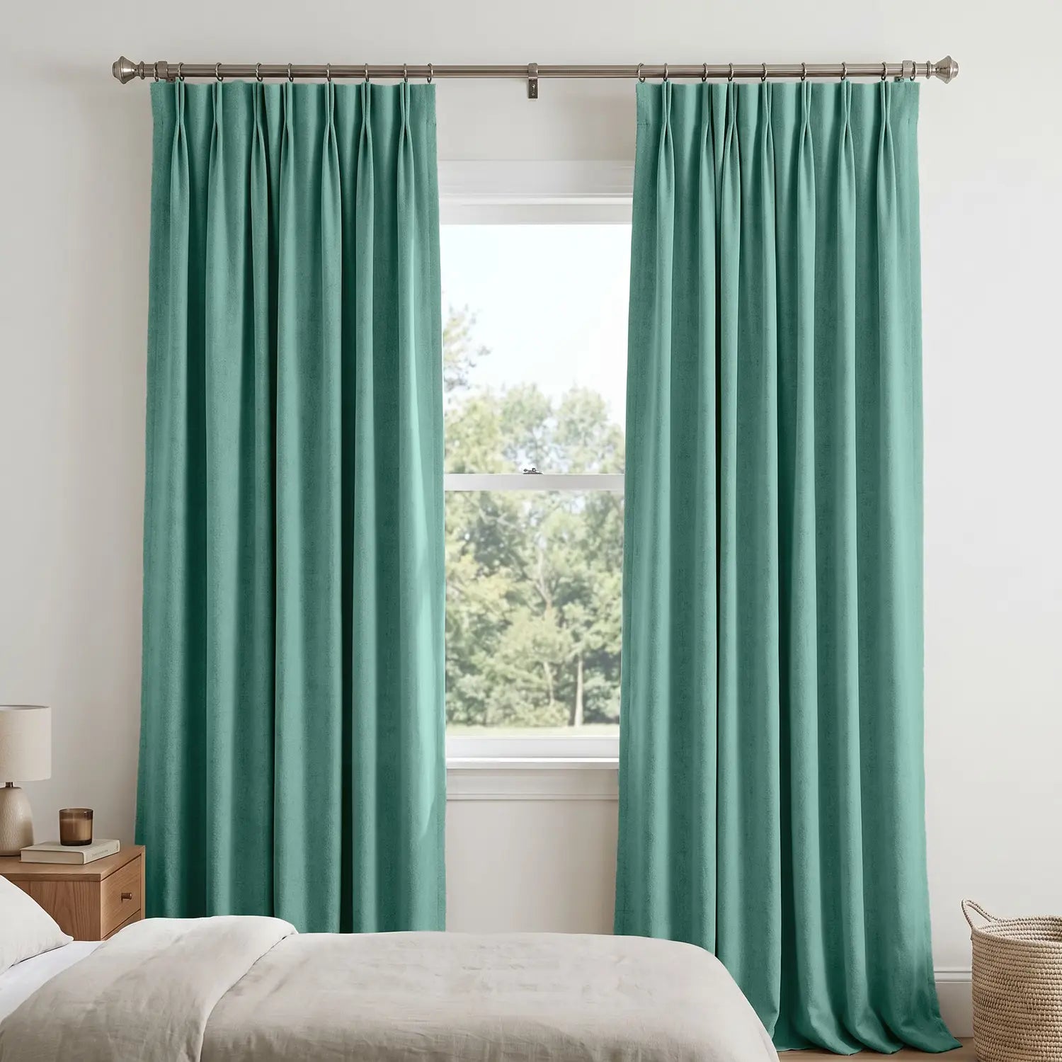Custom Blackout Curtain - Sea Teal in room