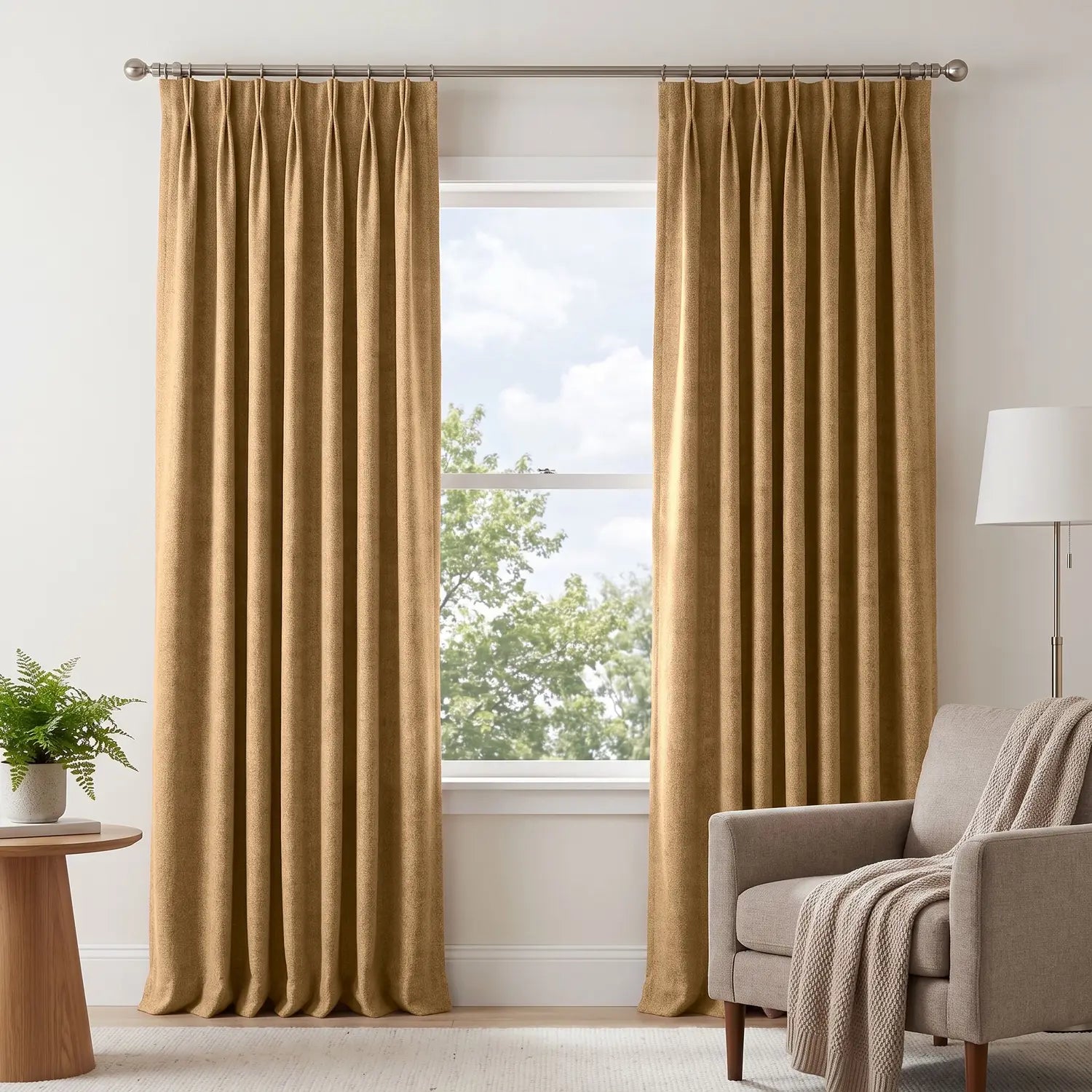Custom Blackout Curtain - Caramel Brown in room