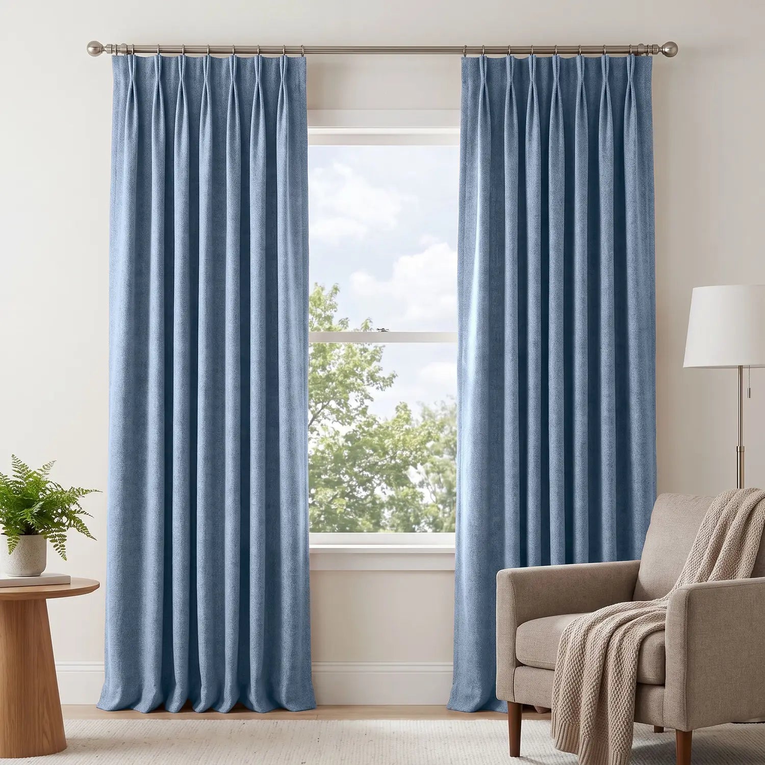 Custom Blackout Curtain - Powder Blue in room