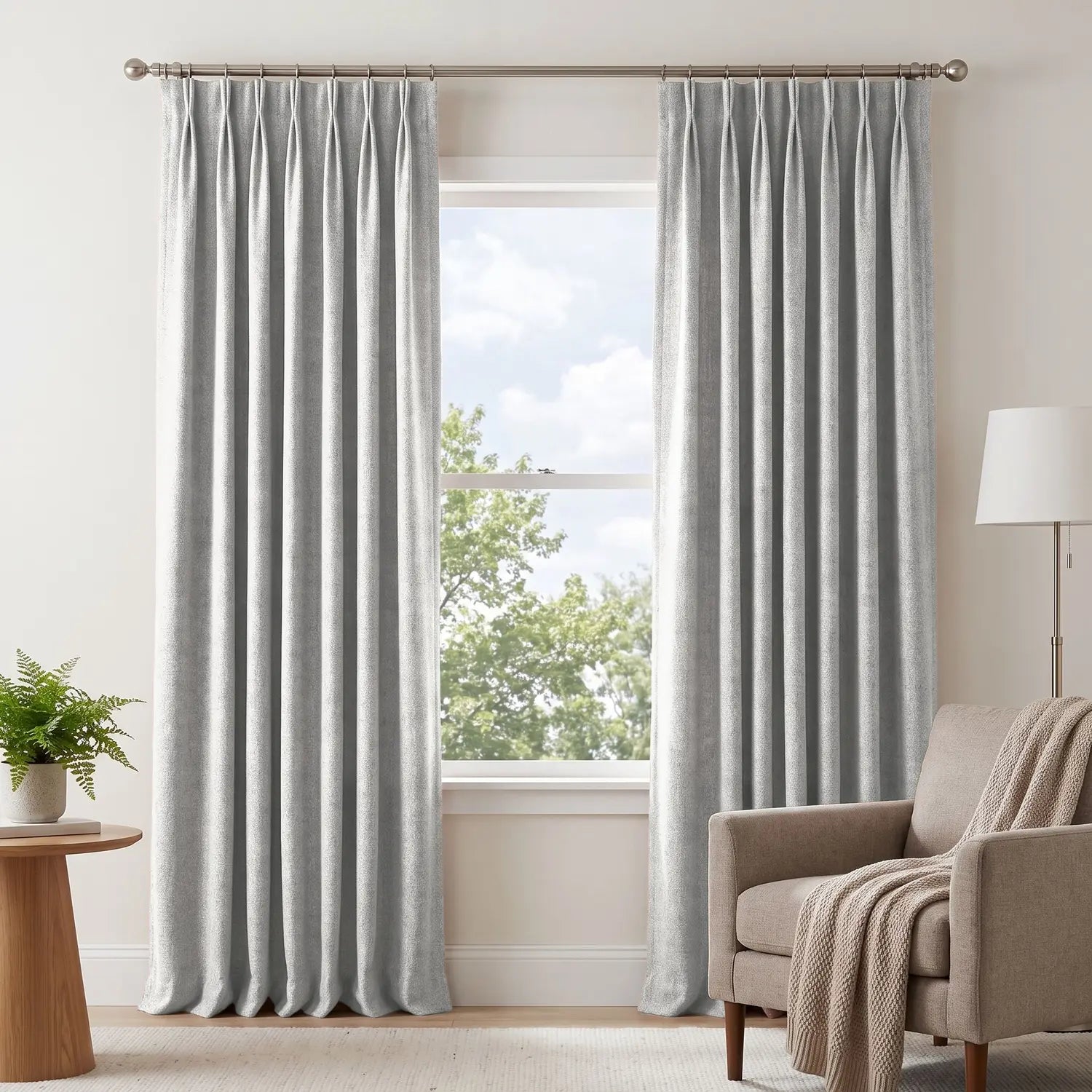 Custom Blackout Curtain - Pearl Grey in room
