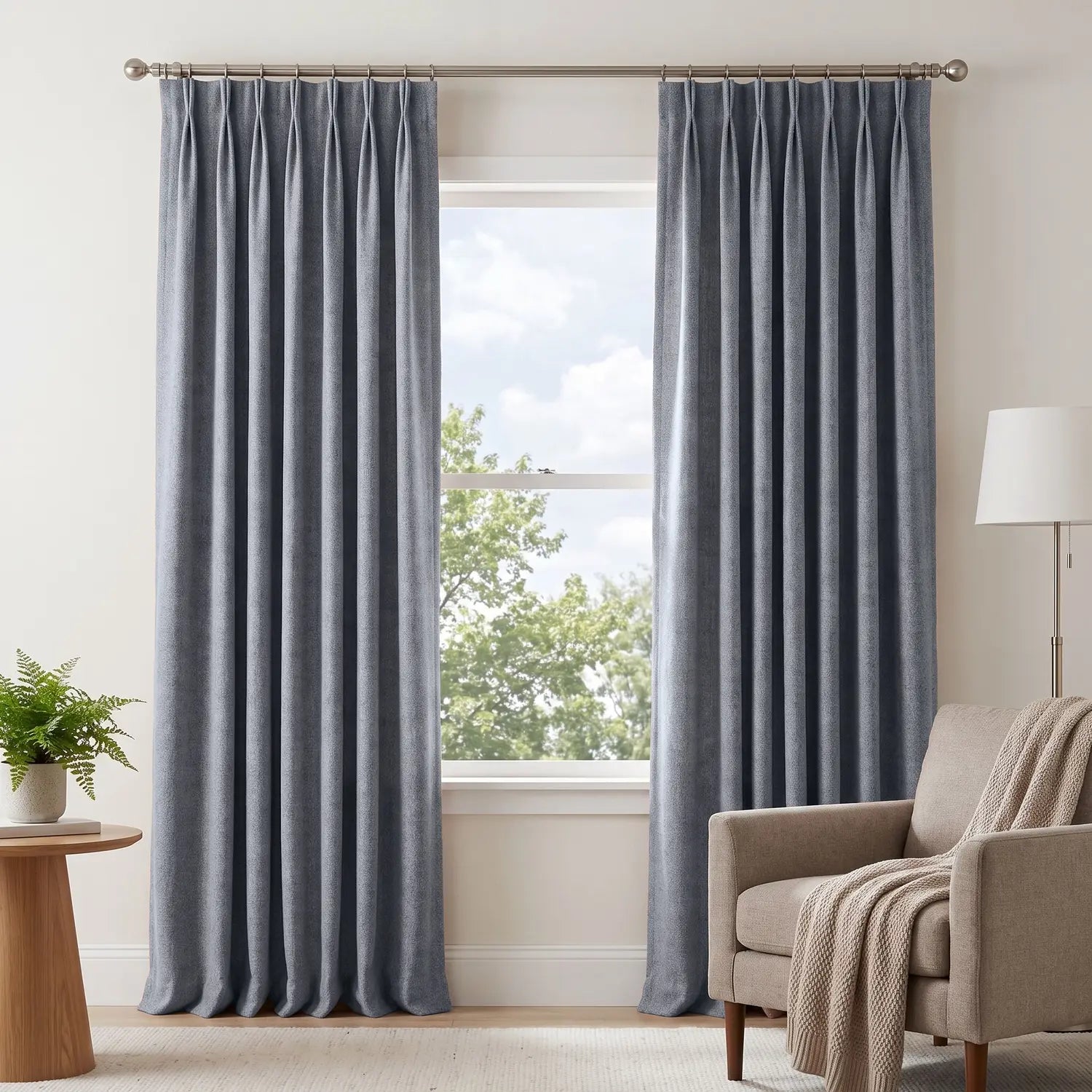 Custom Blackout Curtain - Stone Grey in room