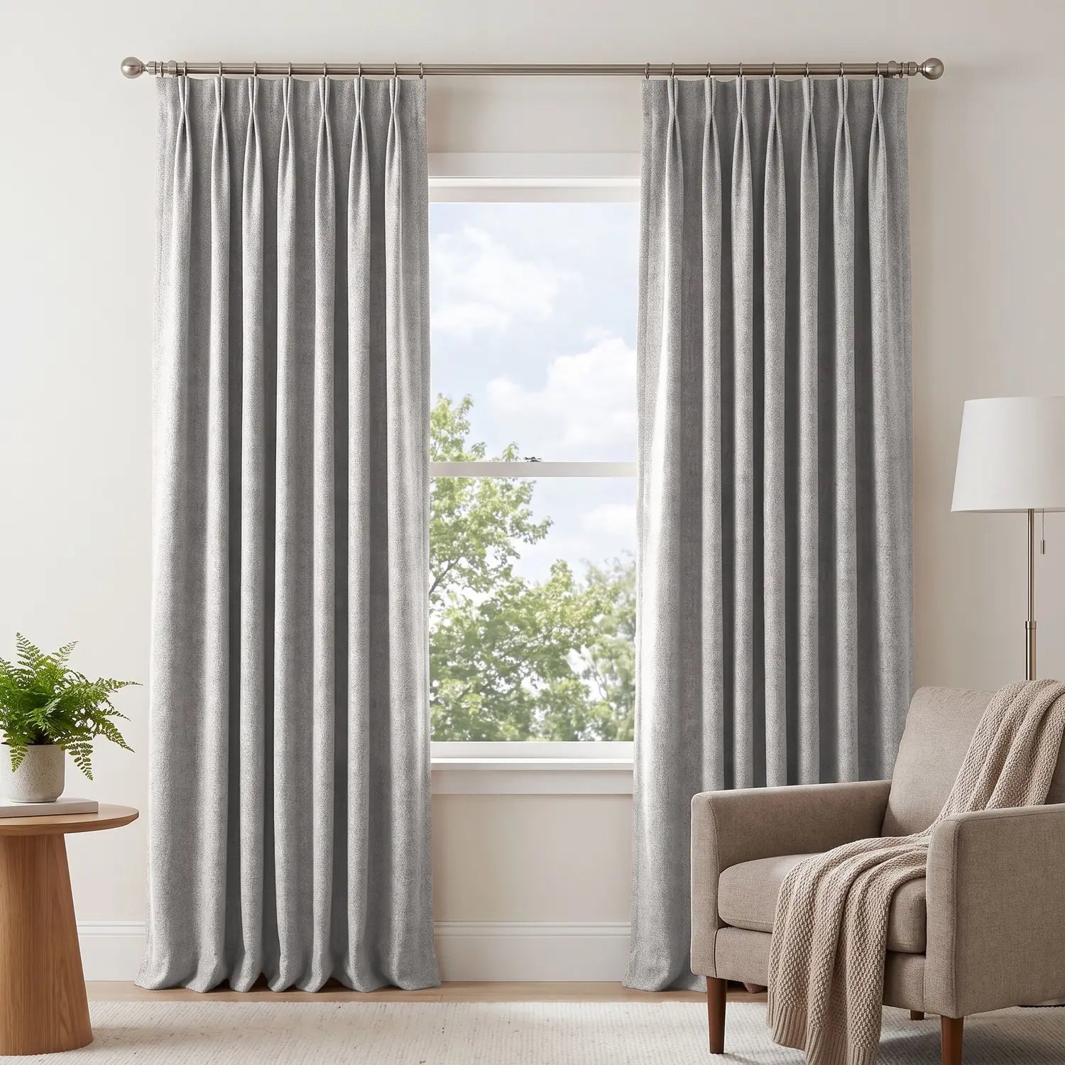 Custom Blackout Curtain - Warm Taupe in room