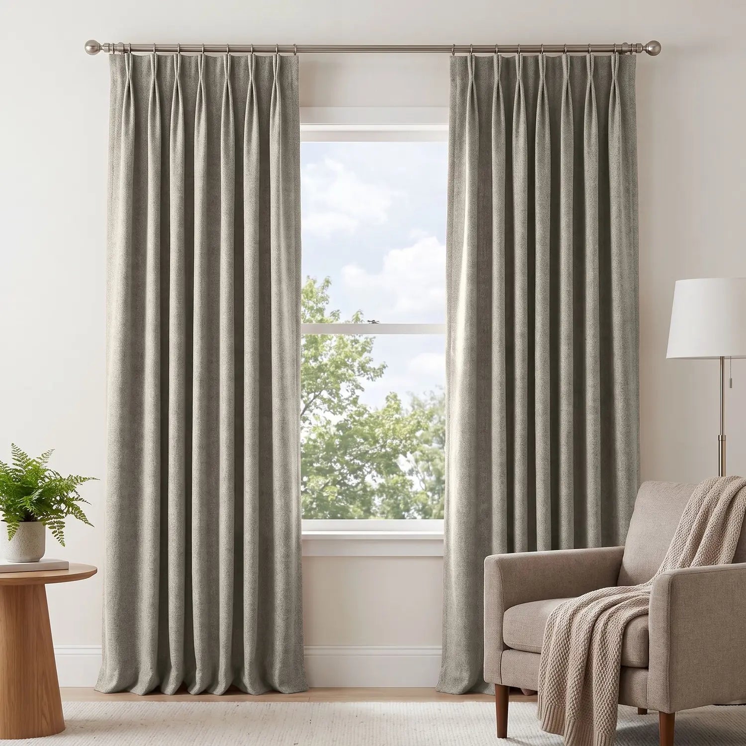 Custom Blackout Curtain - Khaki Stone in room