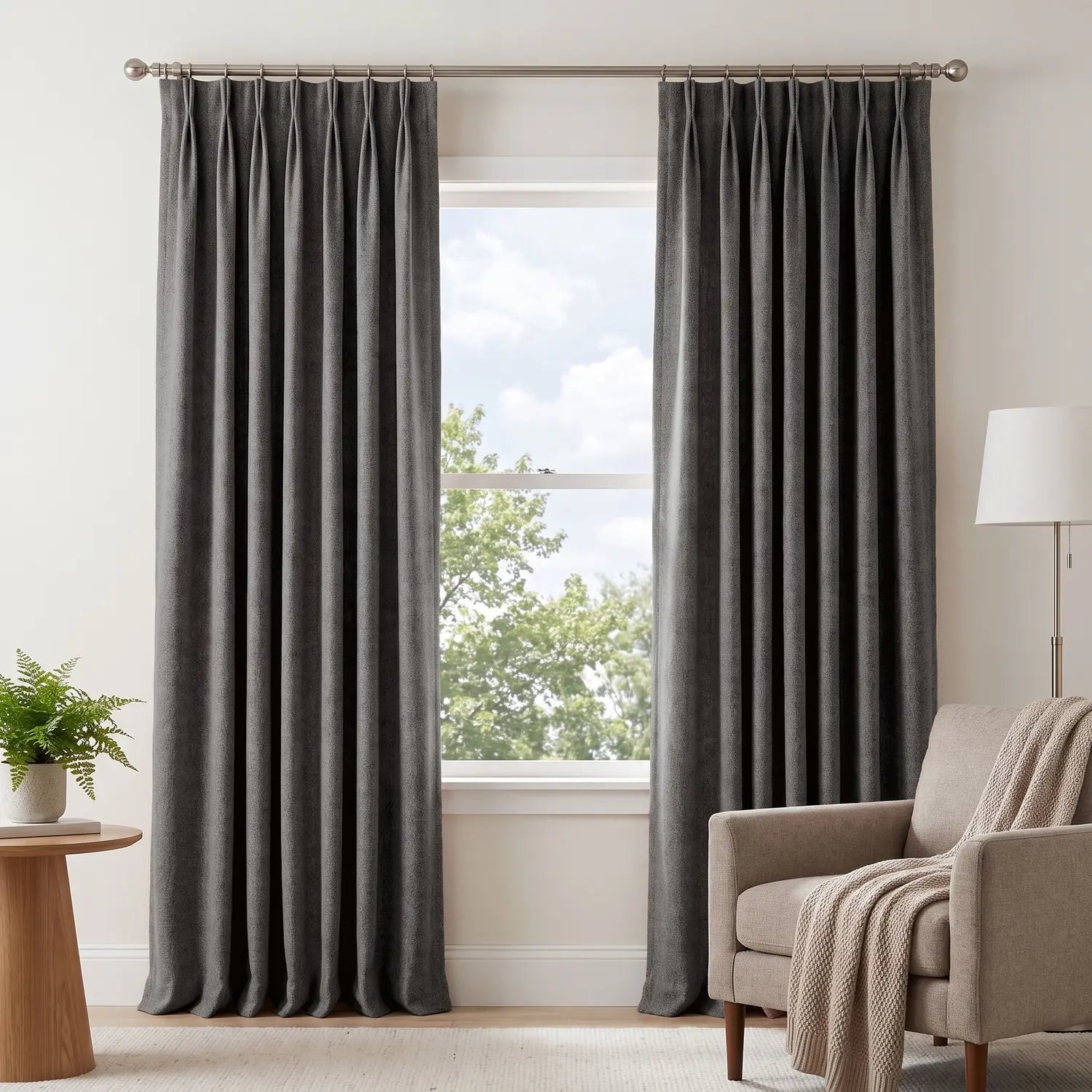 Custom Blackout Curtain - Slate Grey in room