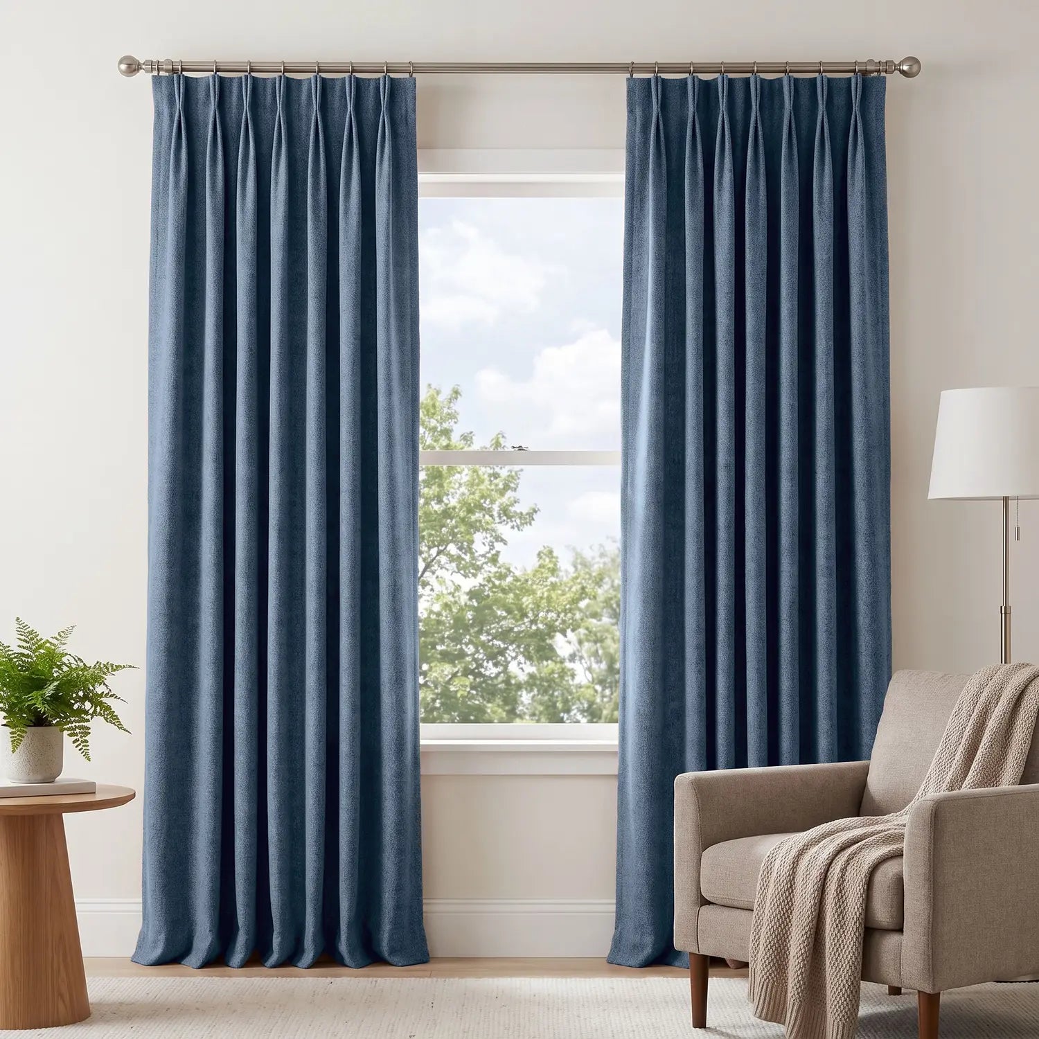 Custom Blackout Curtain - Cornflower Blue in room