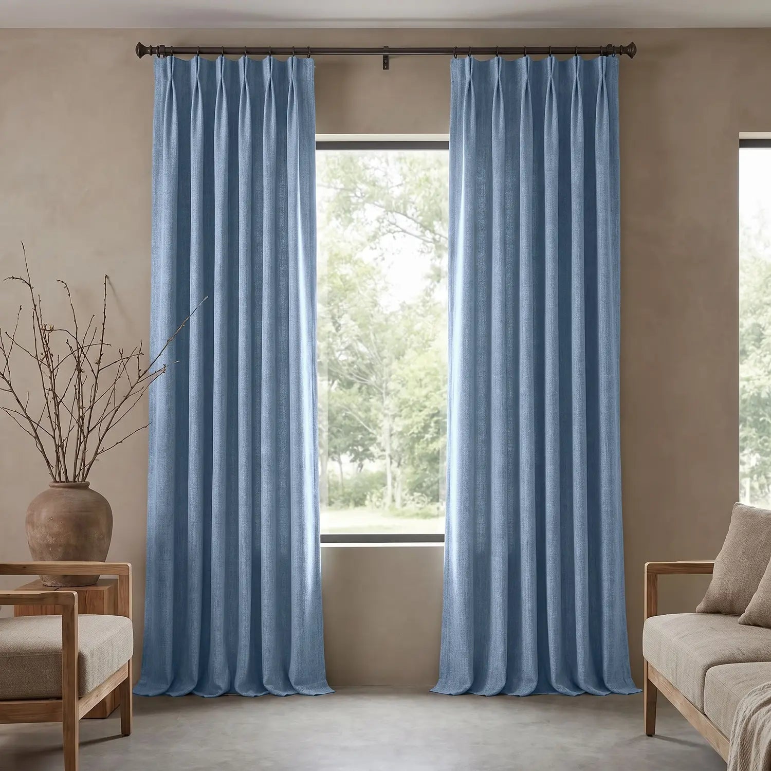 Custom Blackout Curtain - Sky Blue in room