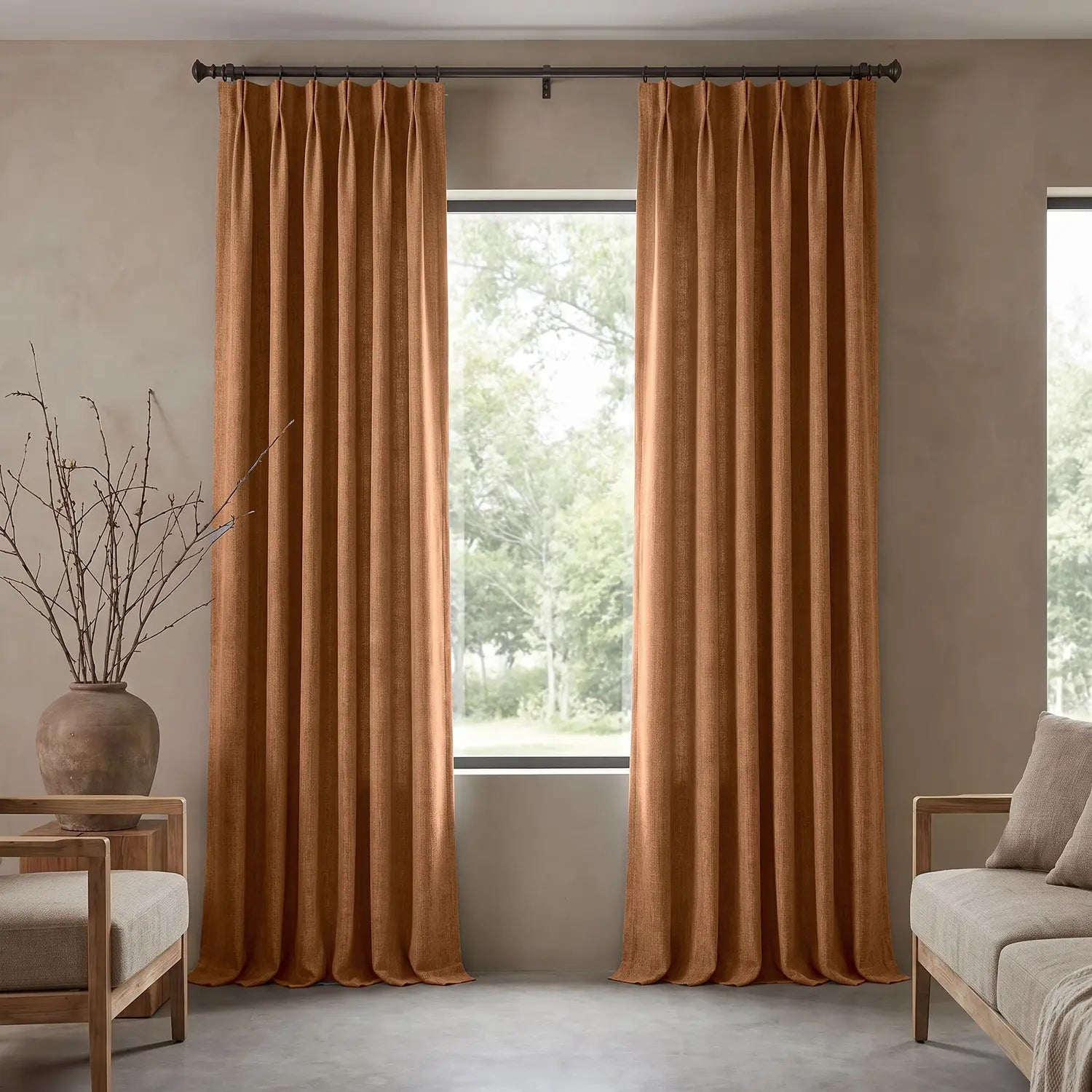 Custom Blackout Curtain - Mocha Brown in room