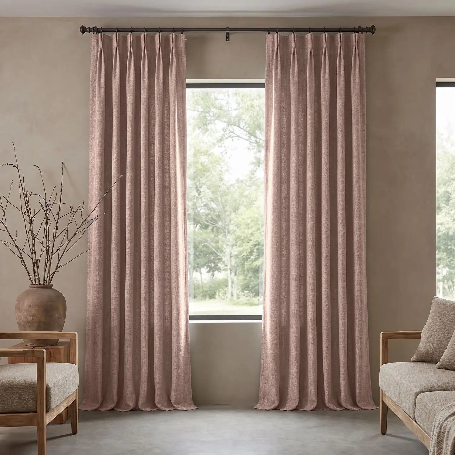 Custom Blackout Curtain - Blush Red in room