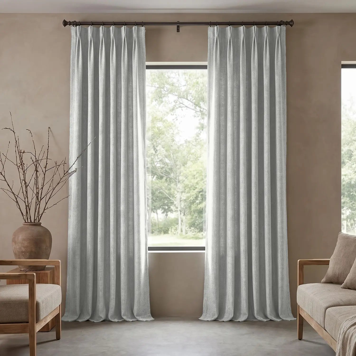 Custom Blackout Curtain - Greige in room