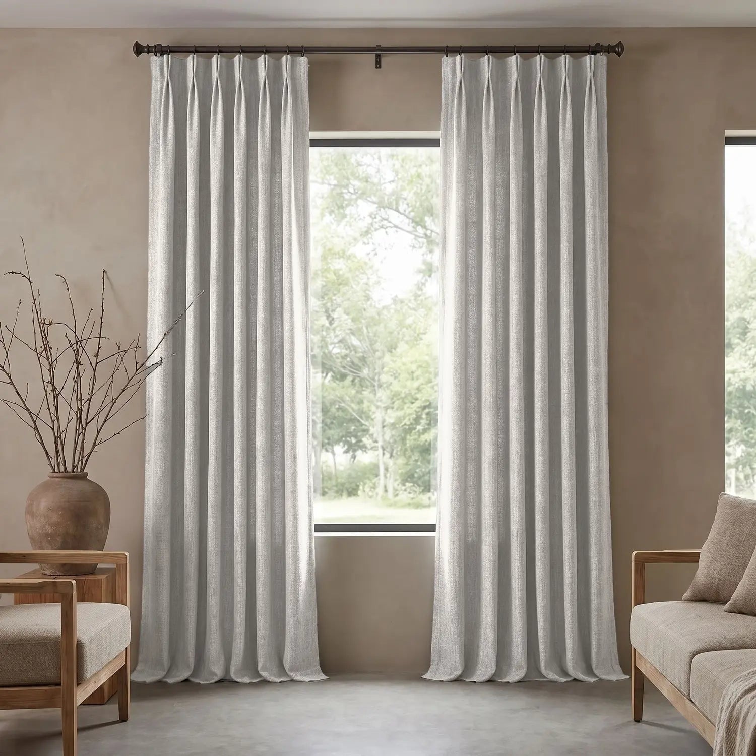 Custom Blackout Curtain - Sand Beige in room