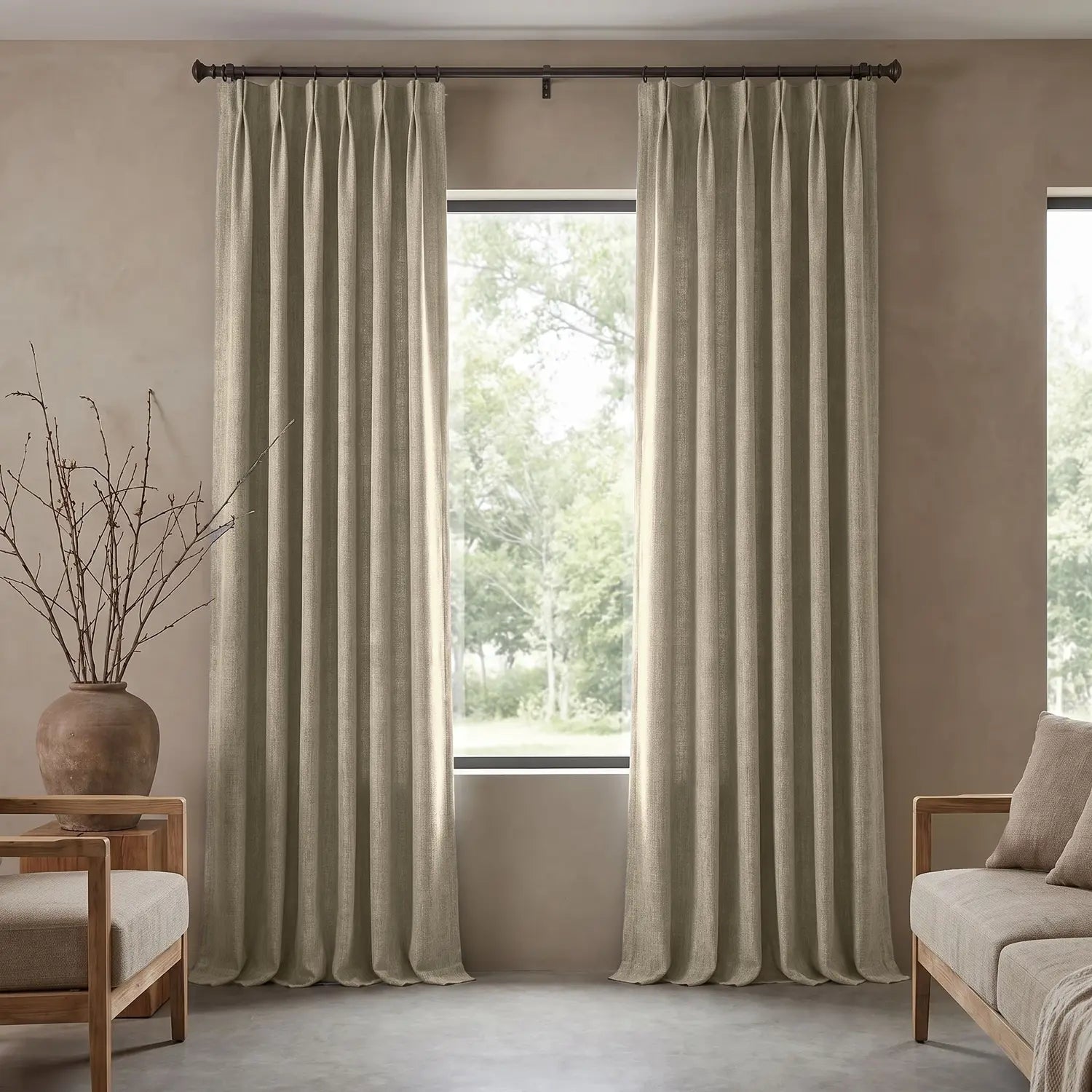 Custom Blackout Curtain - Latte Brown in room