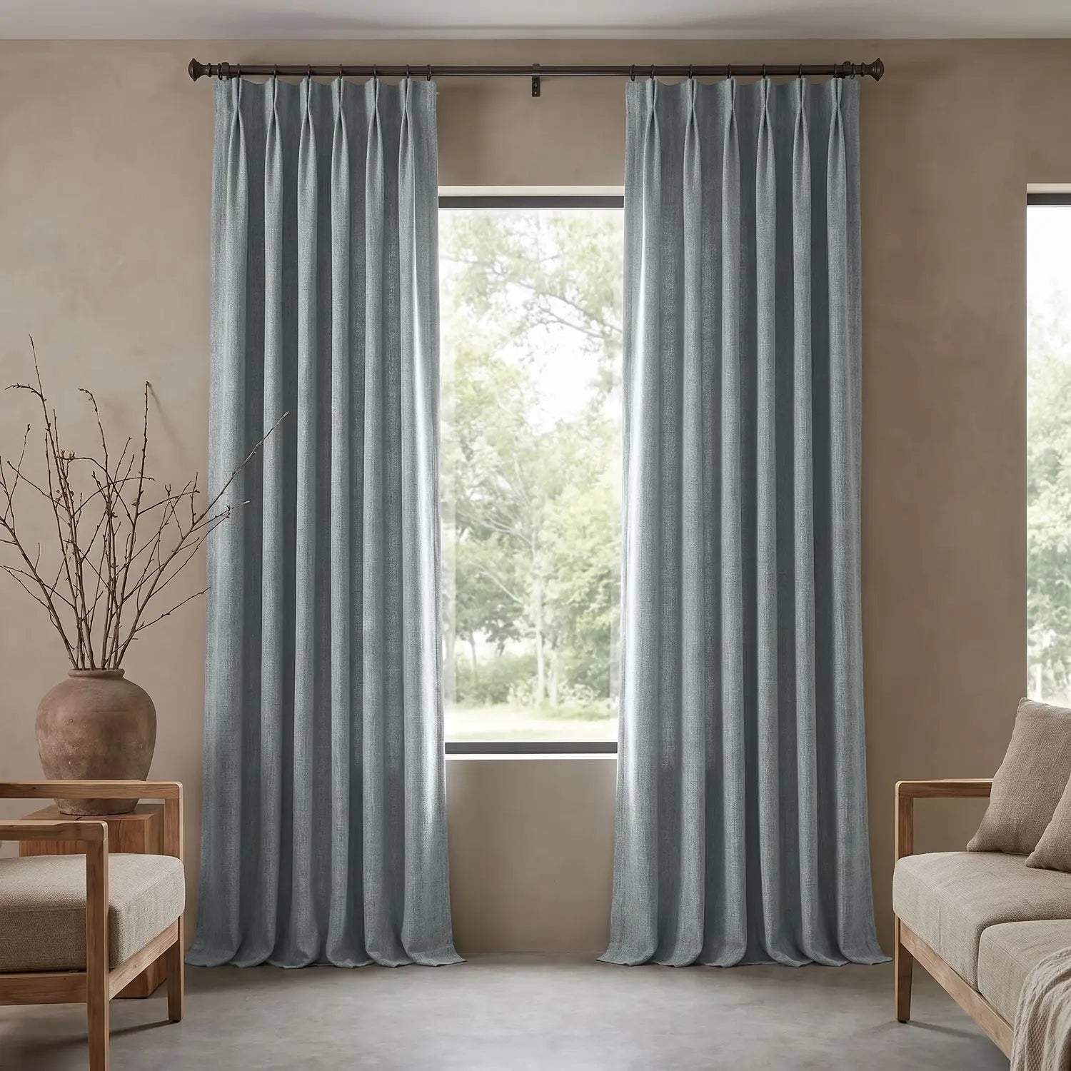 Custom Blackout Curtain - Silver Grey in room