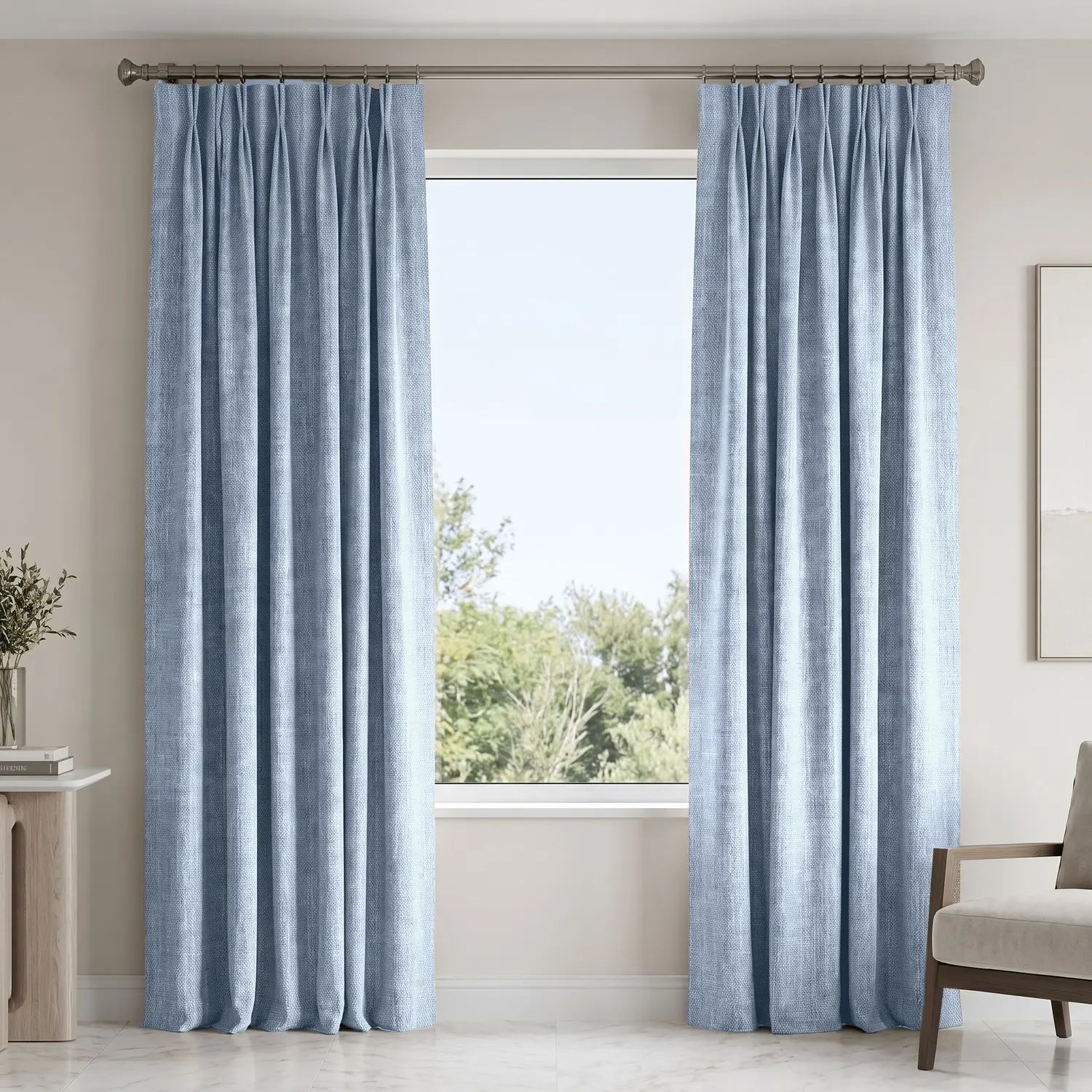 Custom Blackout Curtain - Powder Blue in room