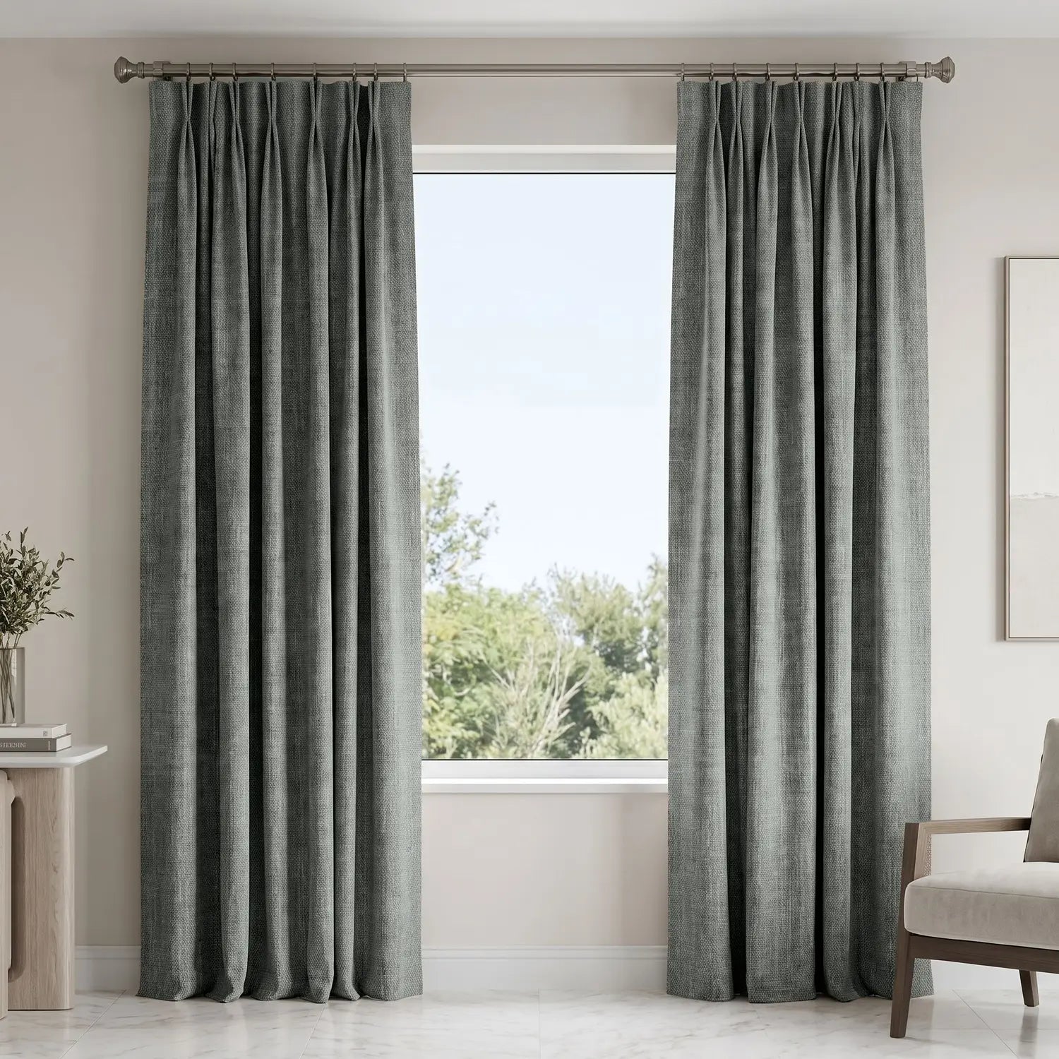 Custom Blackout Curtain - Stone Grey in room