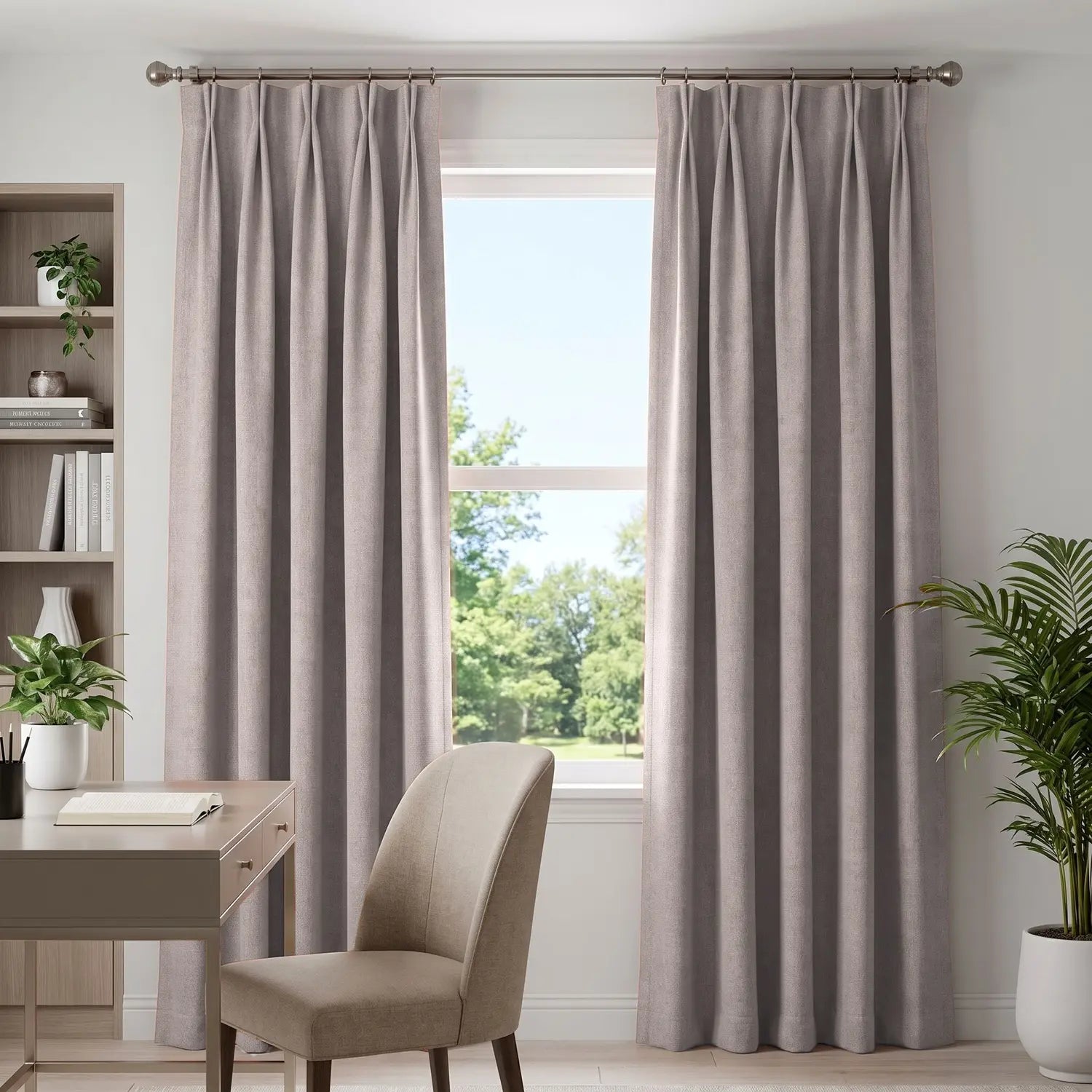 Custom Blackout Curtain - Sand Beige in room