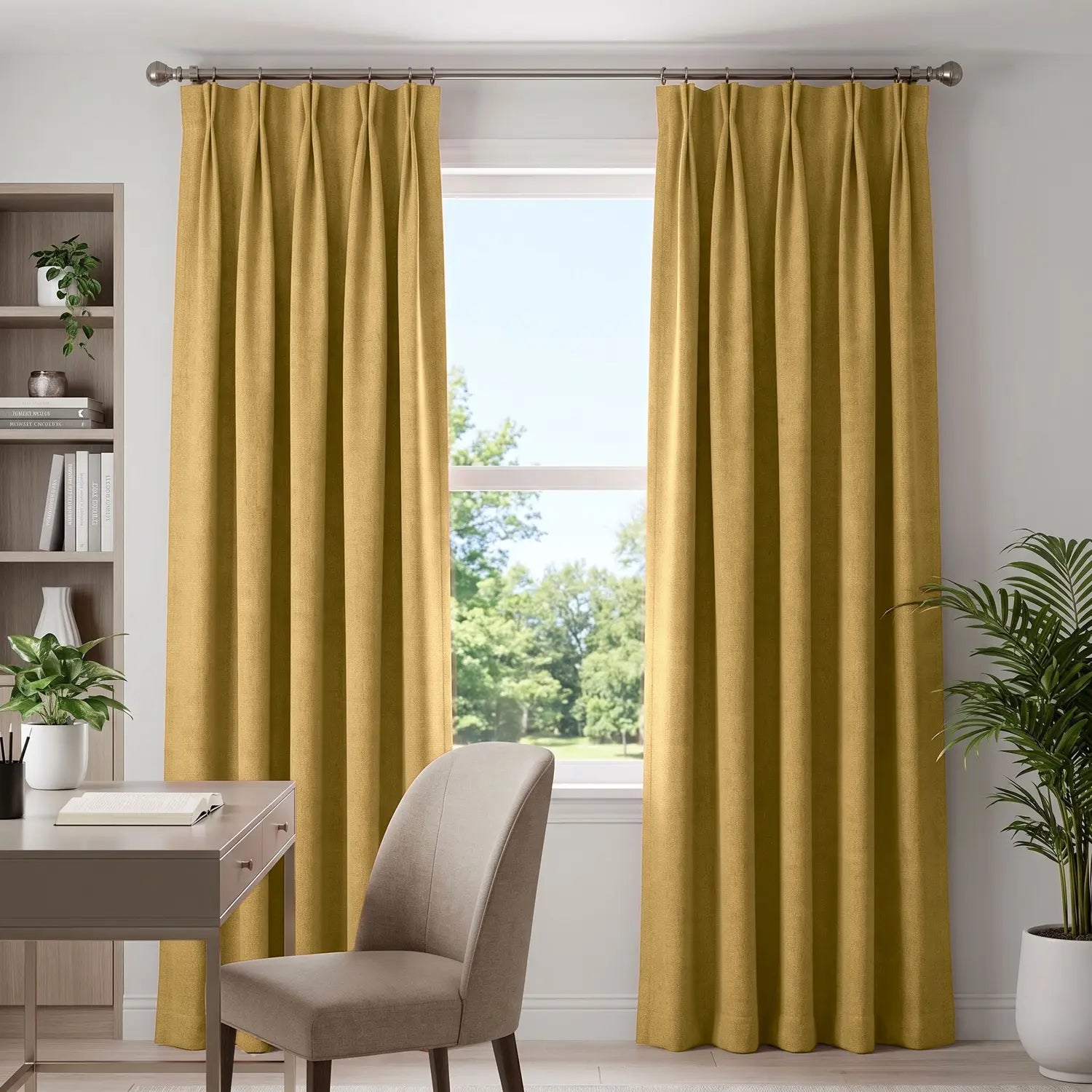 Custom Blackout Curtain - Caramel Brown in room
