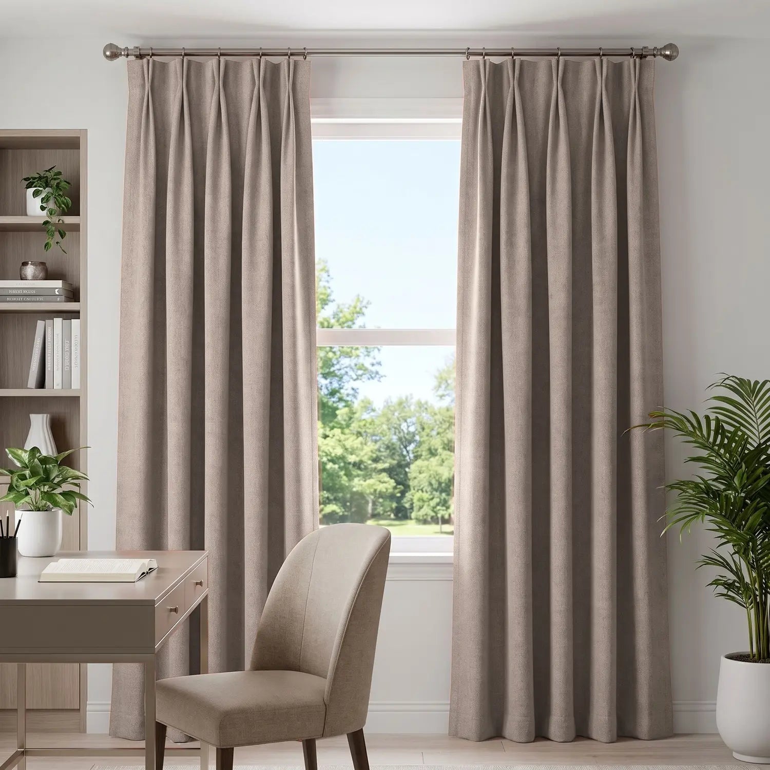 Custom Blackout Curtain - Greige in room