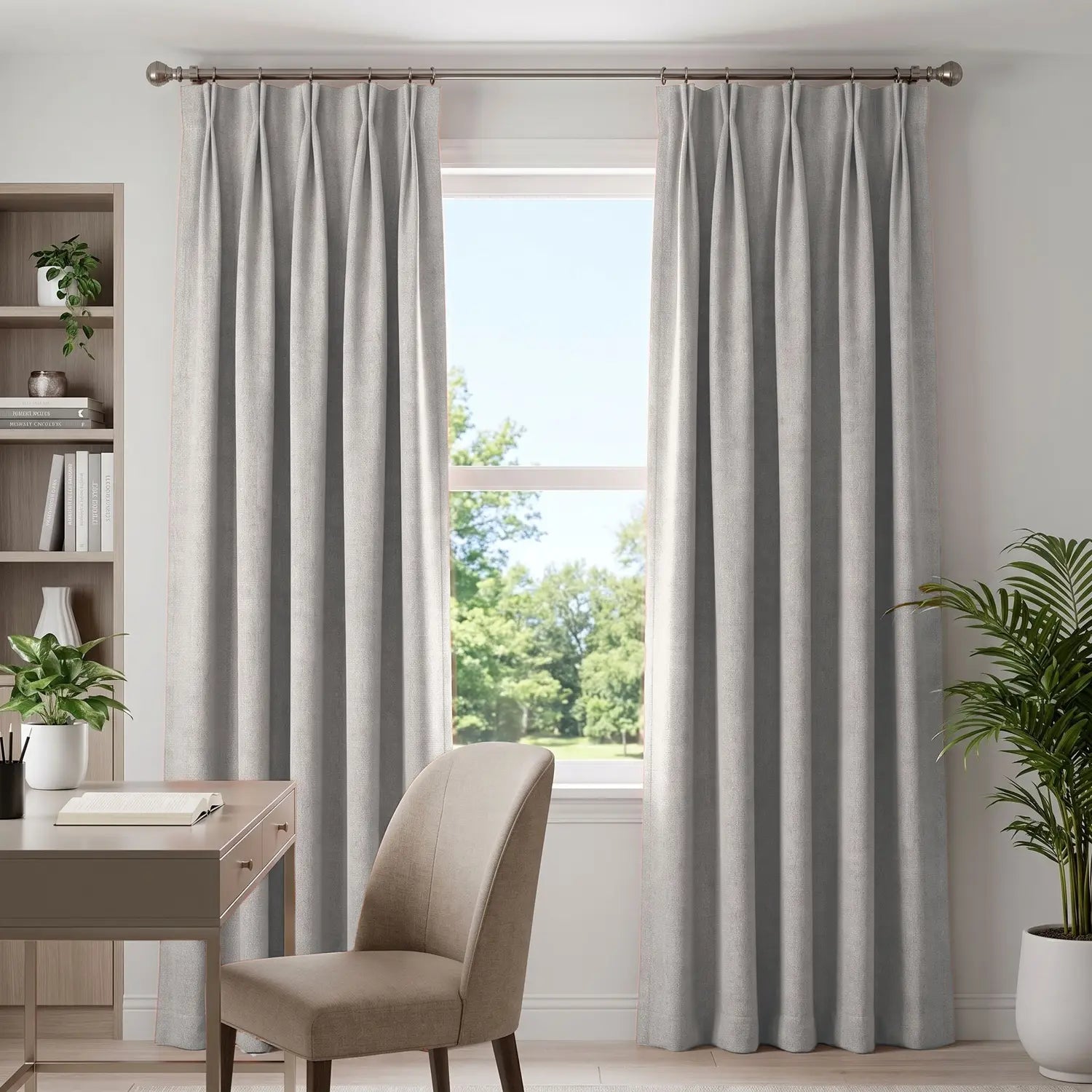 Custom Blackout Curtain - Mist Grey in room
