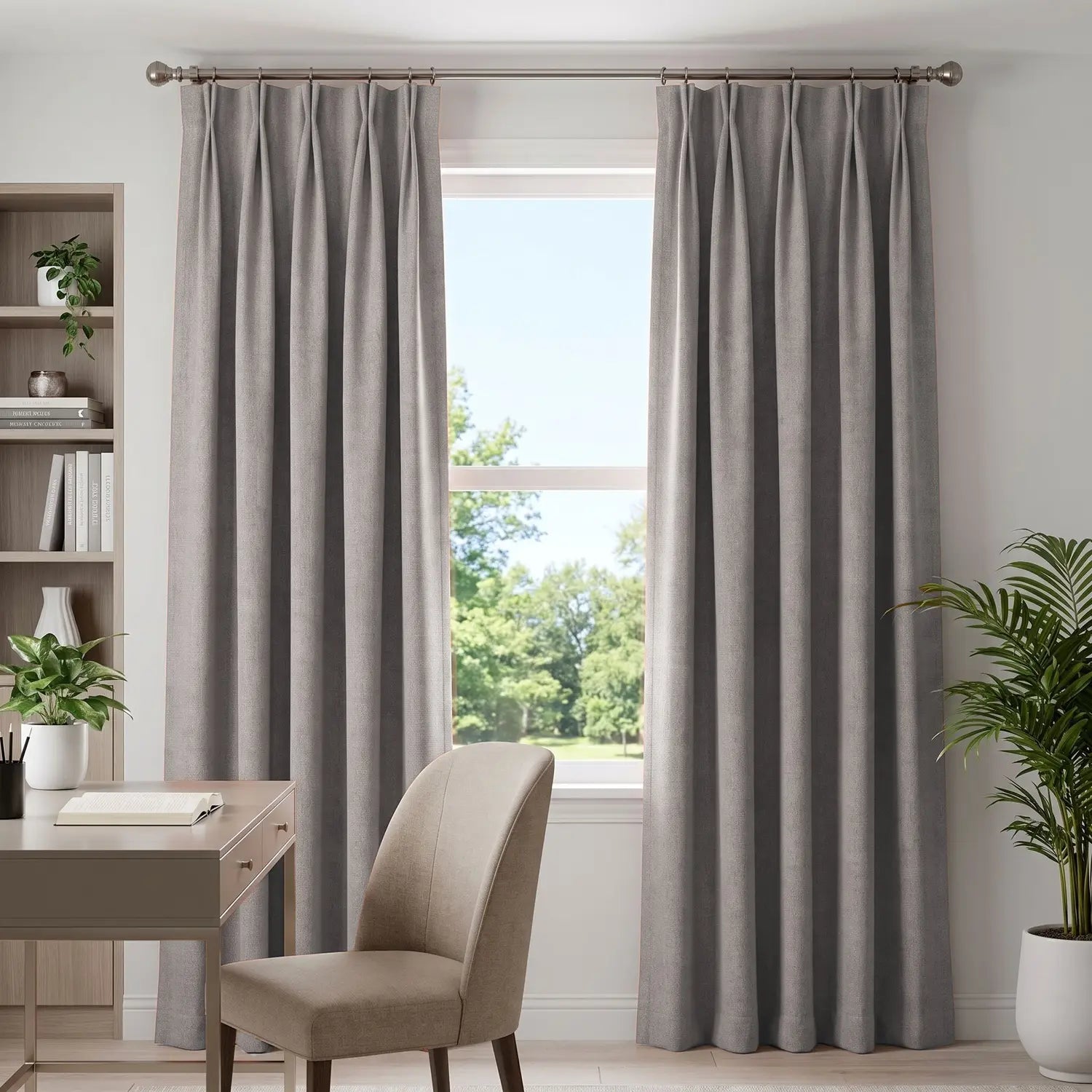 Custom Blackout Curtain - Pewter Grey in room