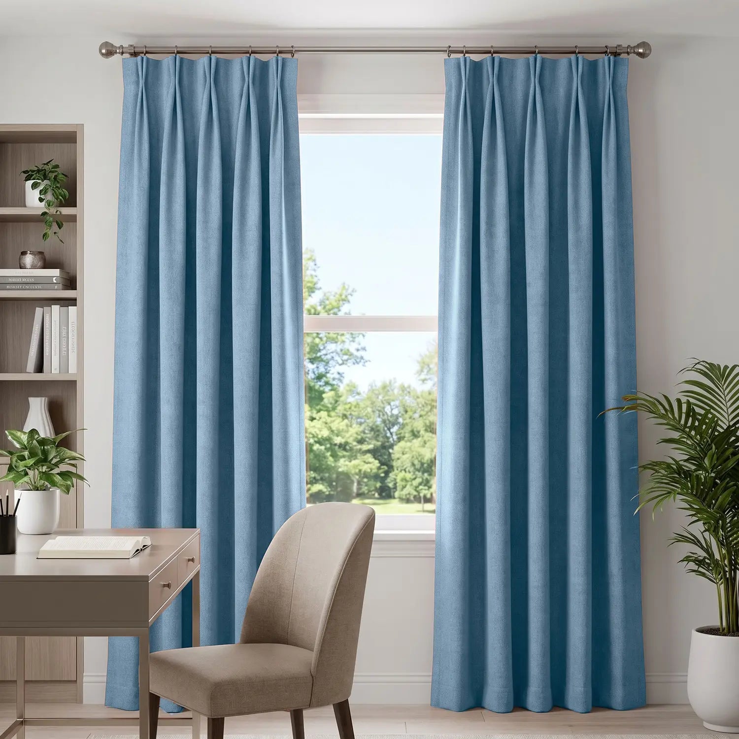 Custom Blackout Curtain - Powder Blue in room