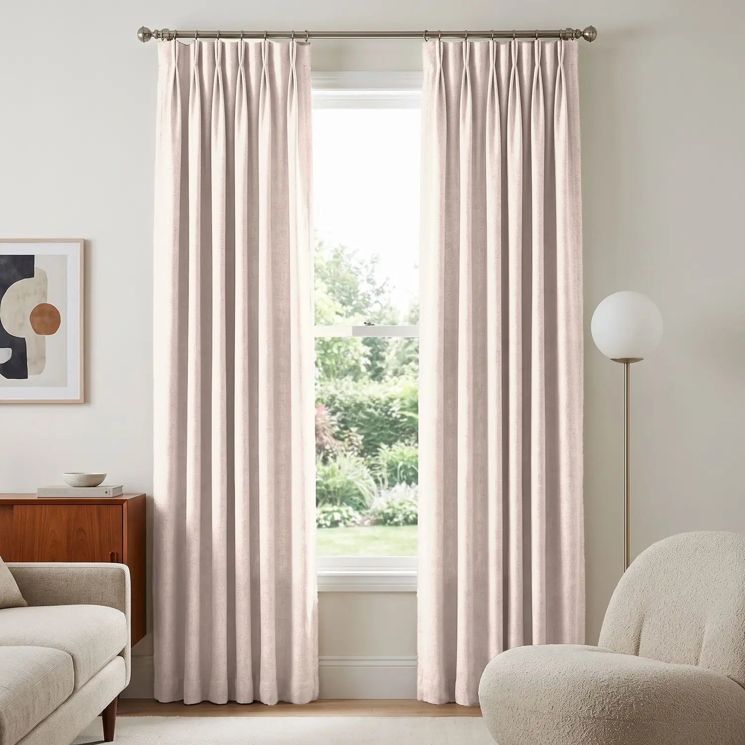 Custom Blackout Curtain - Blush Linen in room