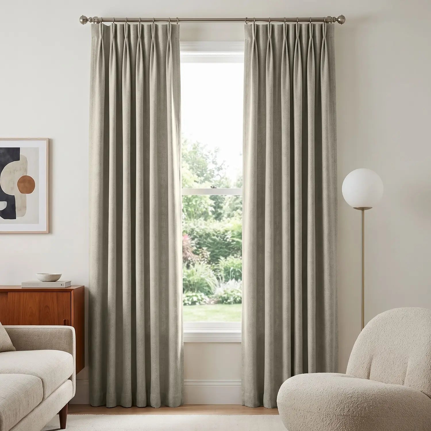 Custom Blackout Curtain - Driftwood Grey in room