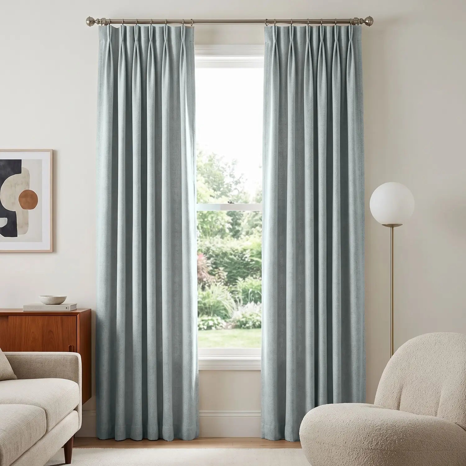 Custom Blackout Curtain - Mist Teal in room