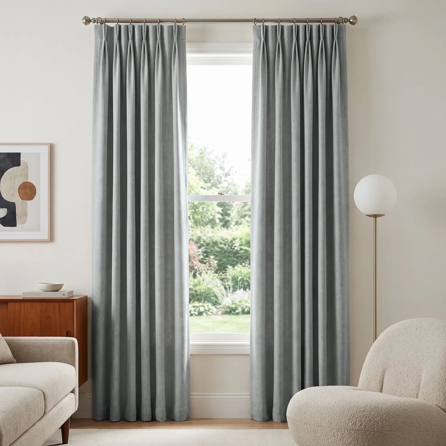 Custom Blackout Curtain - Pewter Grey in room