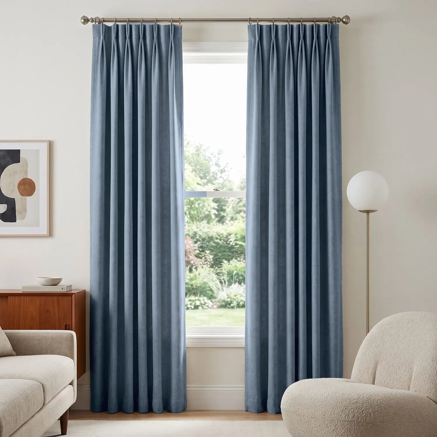 Custom Blackout Curtain - Denim Blue in room