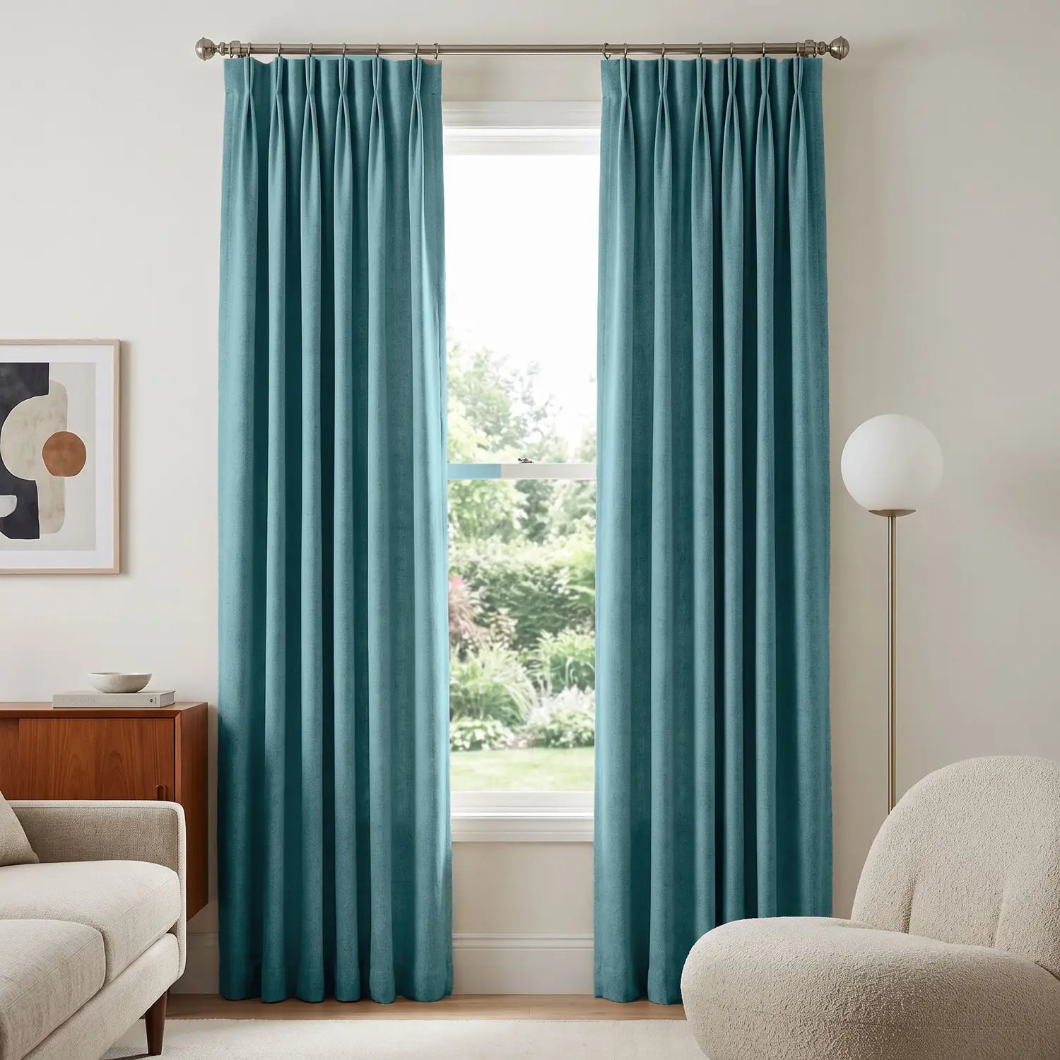 Custom Blackout Curtain - Deep Teal in room