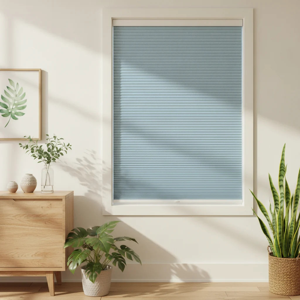 Custom Blackout Cellular Shades - OM3-12 in Dining Corner